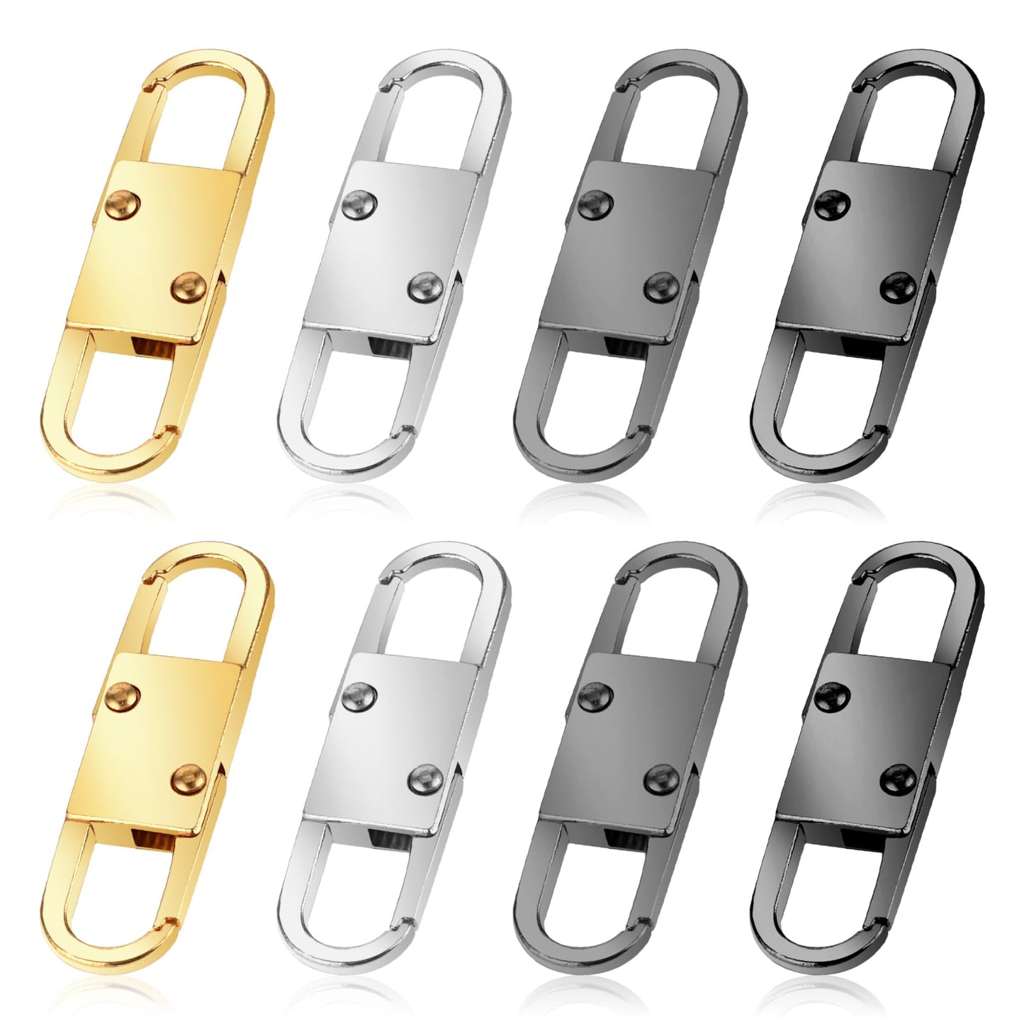 Ouligay 8pcs Zipper Clips Anti Theft, Zipper Locks for Backpacks, Dual Locking Carabiner, Zipper Pull Replacement for Traveling Bag Camping Luggage Suitcase