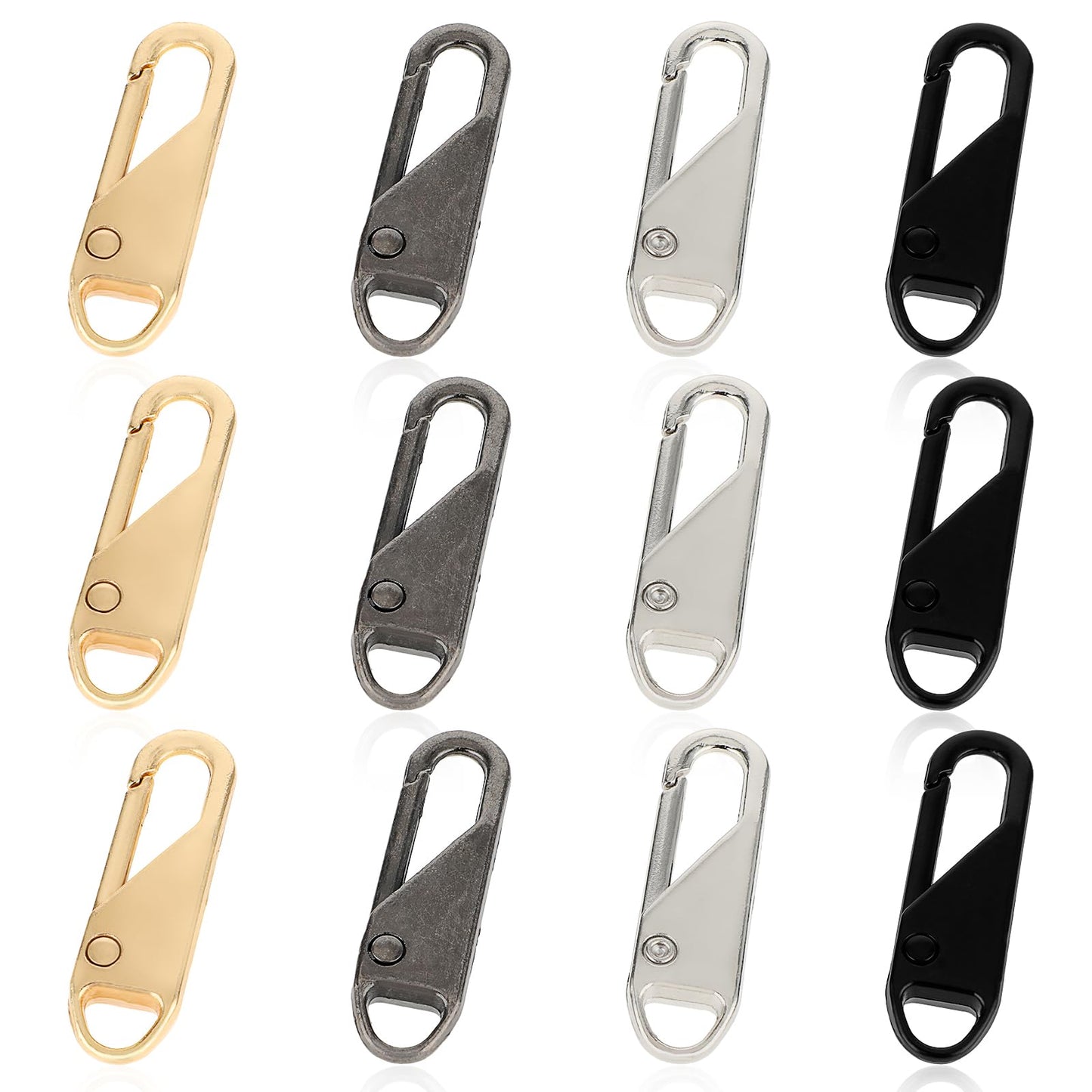 Ouligay 12Pcs Zipper Pull Replacement Detachable Zipper Pull Tabs Metal Zipper Pull Repair Kit for Jackets Clothing Jeans Pants Coat Backpacks Luggage Suitcase Purse