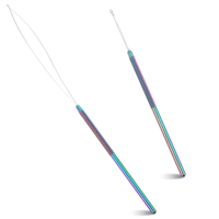 Shimmeroo 2Pcs Hair Extension Loop Tool,Stainless Steel Hair Tinsel Tool Wire Pulling Hook Tools and Wire Beads Device Tools