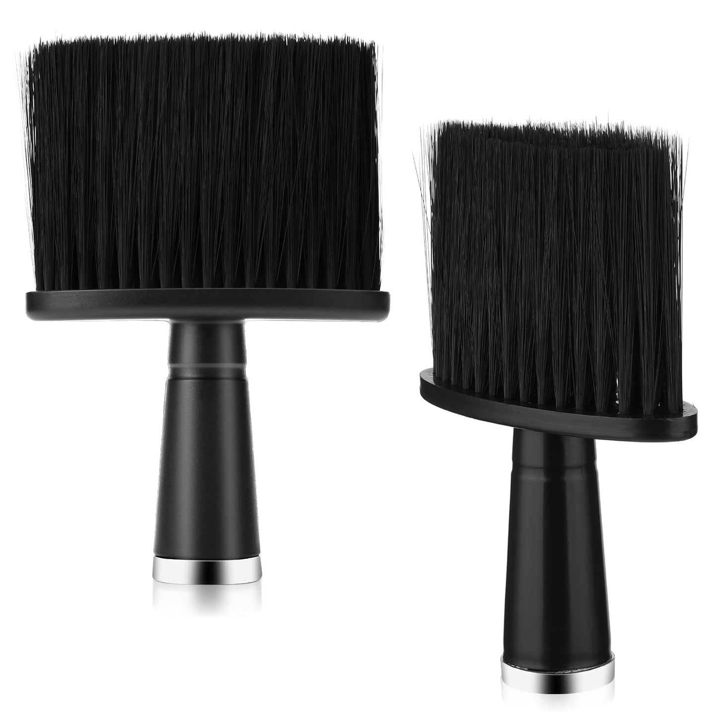 Xinjoduz 2 PCS Barber Brush, Black Plastic Neck Duster Professional Powder Brush Cleaner Barber Supplies Soft Cleaning Face Hairbrush for Hair Styling, Cutting Barbershop and Home Use
