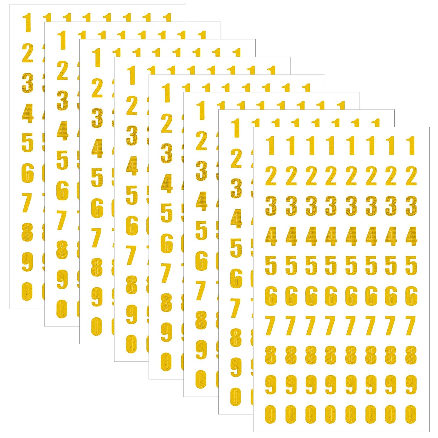 Teaaha 8 Sheets Gold Glitter Number Stickers - Tiny Self-Adhesive Sparkle Numbers 1-10 for Scrapbooks, Greeting Cards, DIY Crafts, and Date Marking (Gold)