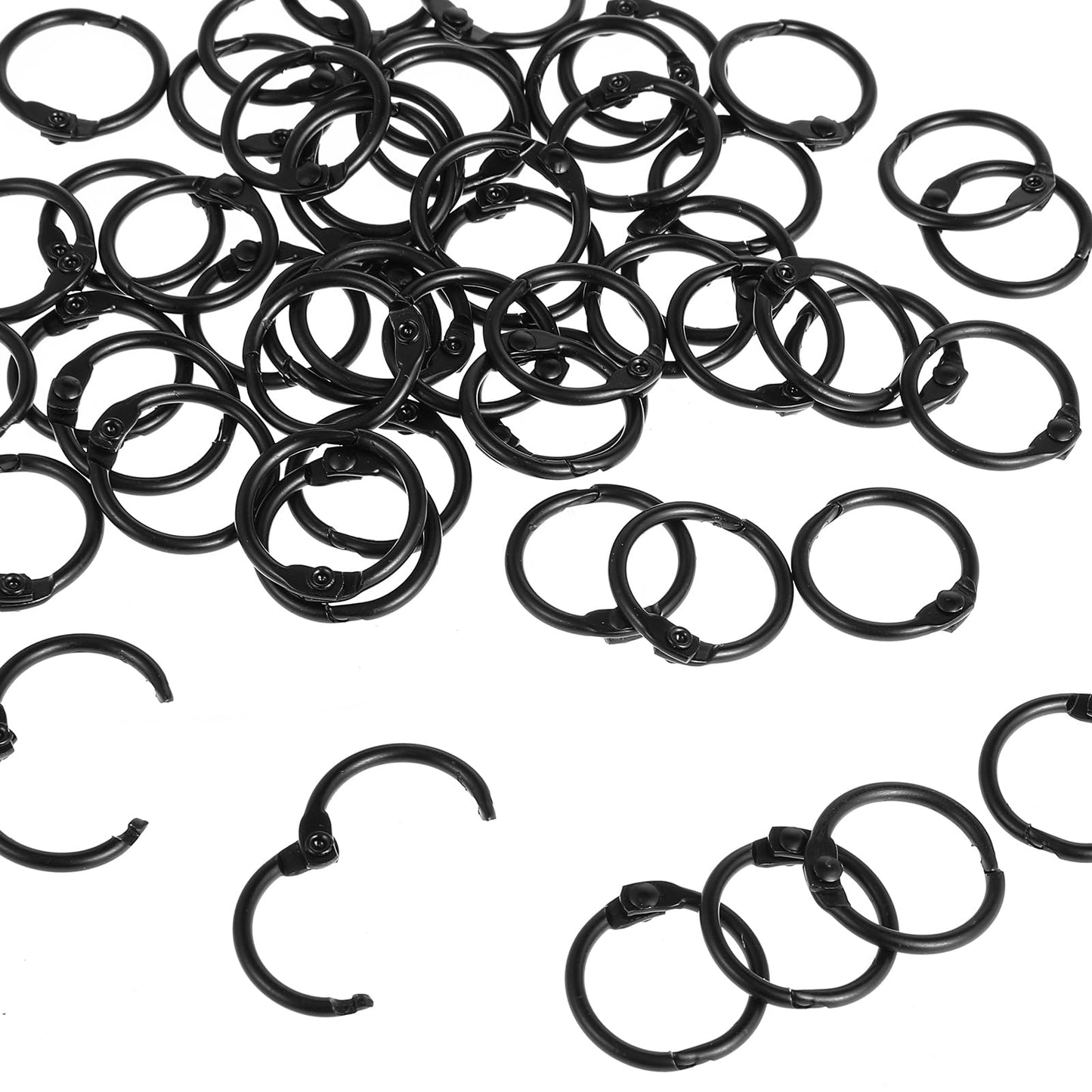 50 PCS Binder Ring 0.59 Inch Book Rings Metal Rings for Index Cards Small Binder Metal Steel Paper Ring Plated Steel for Home Office(Black)