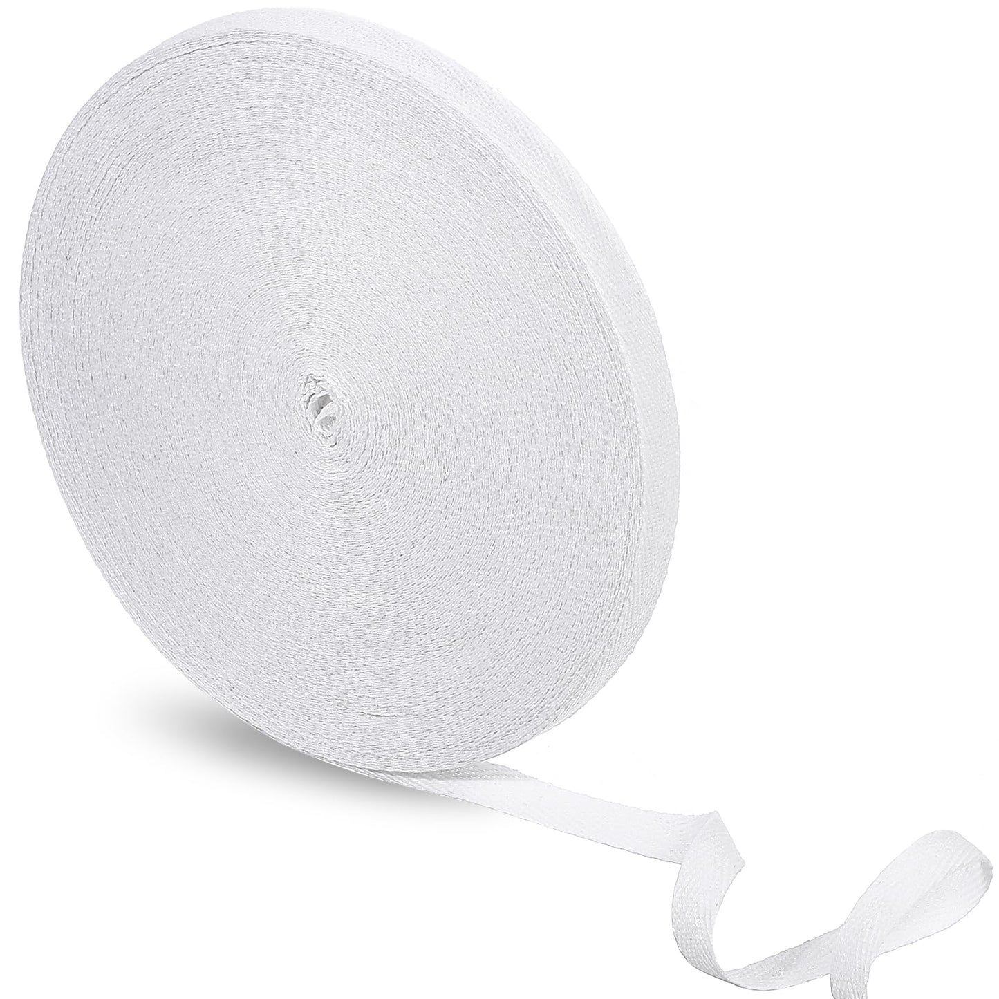 Twill Tape Ribbon Soft Natural Twill Tape Herringbone Webbing Tape Sewing Twill Ribbon Beige Linen Fabric Ribbon Roll Twill Blanket Binding Ribbon for DIY Craft Making 1 Inch Wide, 50 Yards, White