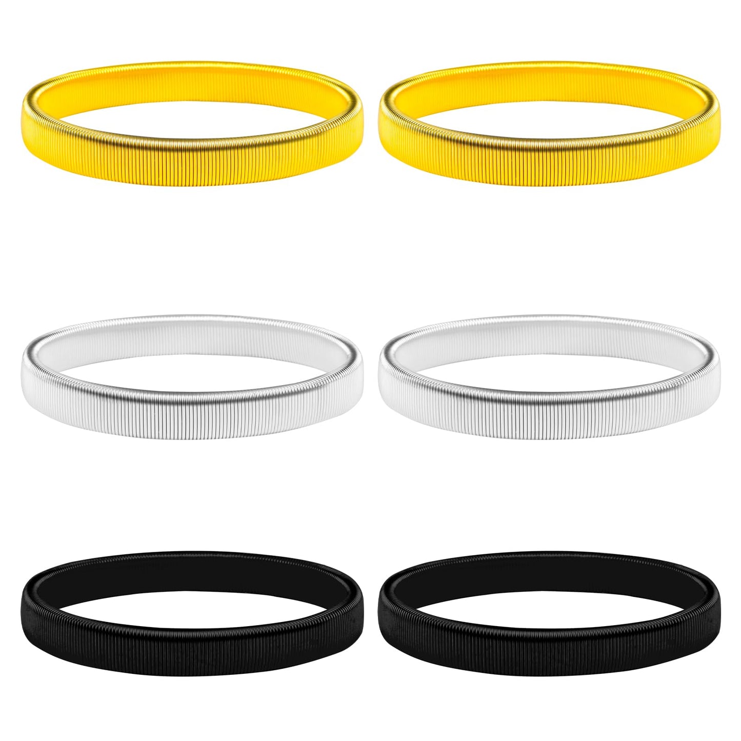 2 PCS Sleeve Garters Arm Sleeve Clips Stretchy Metal Armbands Anti-Slip Shirt Sleeves Holder Metal Arm Garters Elastic Cuffs to Hold up Sleeves for Women Men Suit Coat Cuff (6, Black, gold, silver, 1)