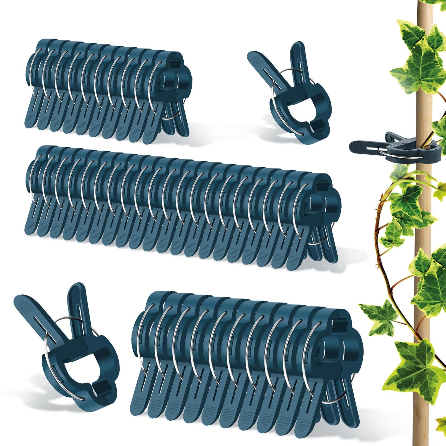 Ouligay 40pcs Plastic Tomato Plant Clips, (2 Sizes) Garden Clips for Plants, Plant Wall Clips for Climbing Plants, Vines, Gentle Plant & Flower Trellis Clips for Plant Stalks, Stems