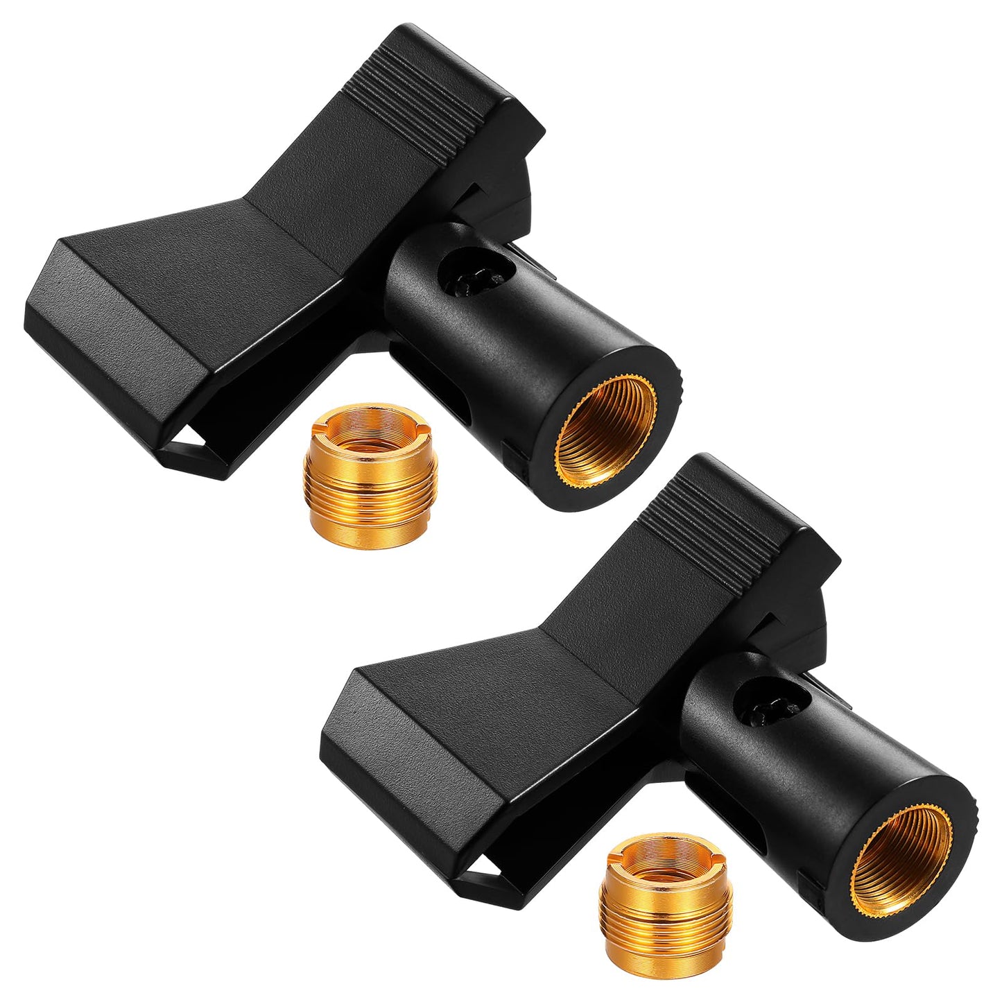2 PCS Adjustable Microphone Holder Clip Mic Clip for Stand Universal Microphone Clip Holder with 2 PCS 5/8" Male to 3/8" Female Screw Plastic Spring Mic Clip for Stand for Wireless and Wired Mics