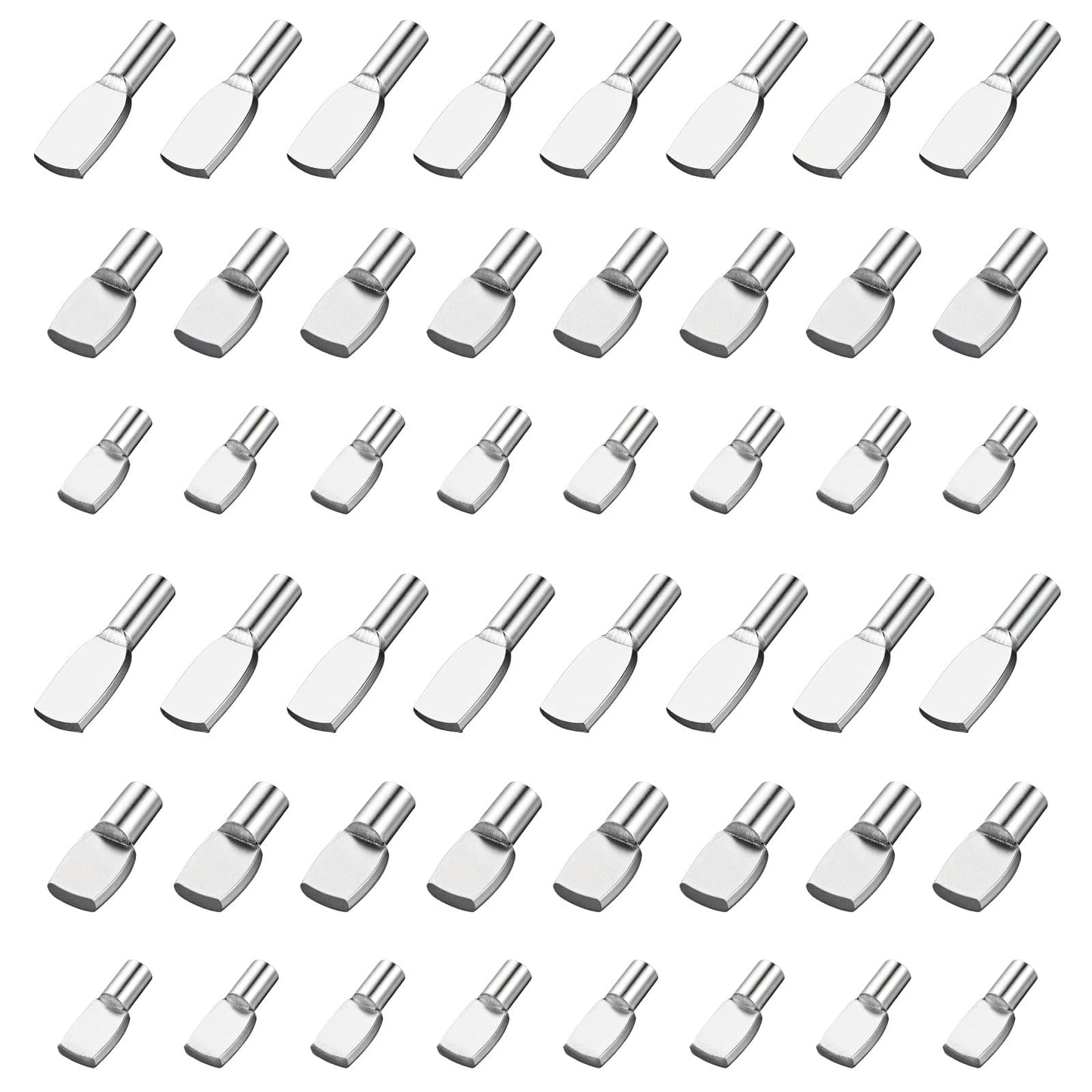 48PCS Bookshelf Pegs 5/6/7mm Steel Plated Cabinet Shelves Peg Replacement, Spoon Shape Shelves Support Holders Shelf Pins for Bookcase Kitchen Closet Furniture Cabinet
