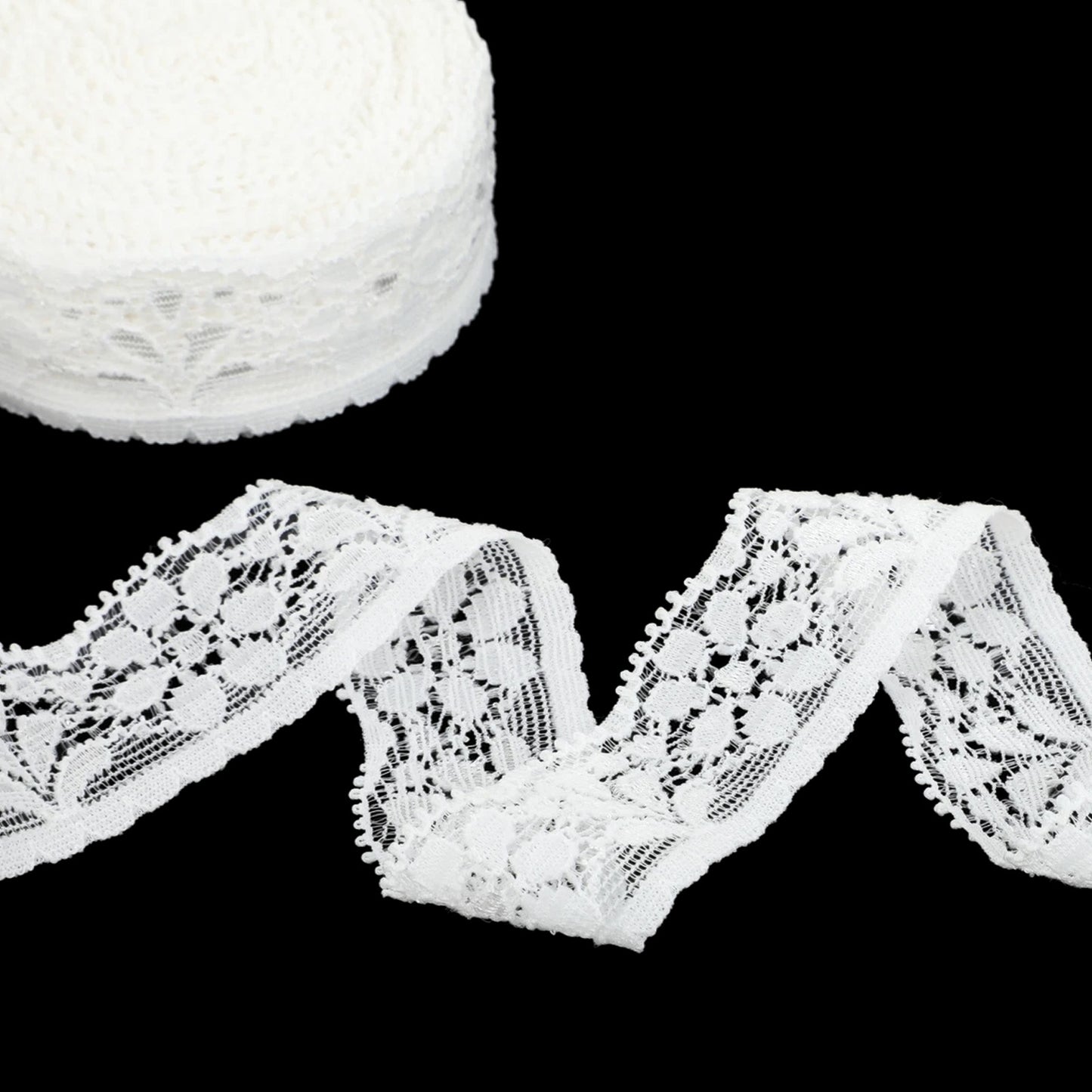 Nogeqi White Lace Ribbon, 1 Inch Wide X 10 Yards Elastic Lace Trim