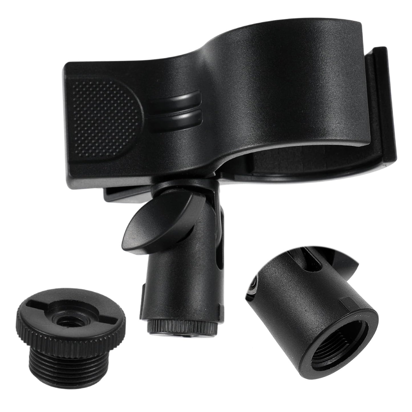 Sorcristy Microphone Holder, Adjustable Mic Clip with 5/8" to 3/8" Screw Adapter, Large Microphones Accessory for Most Condenser and Wireless Mic with Outer Diameter Range 1.26" from 2.3"