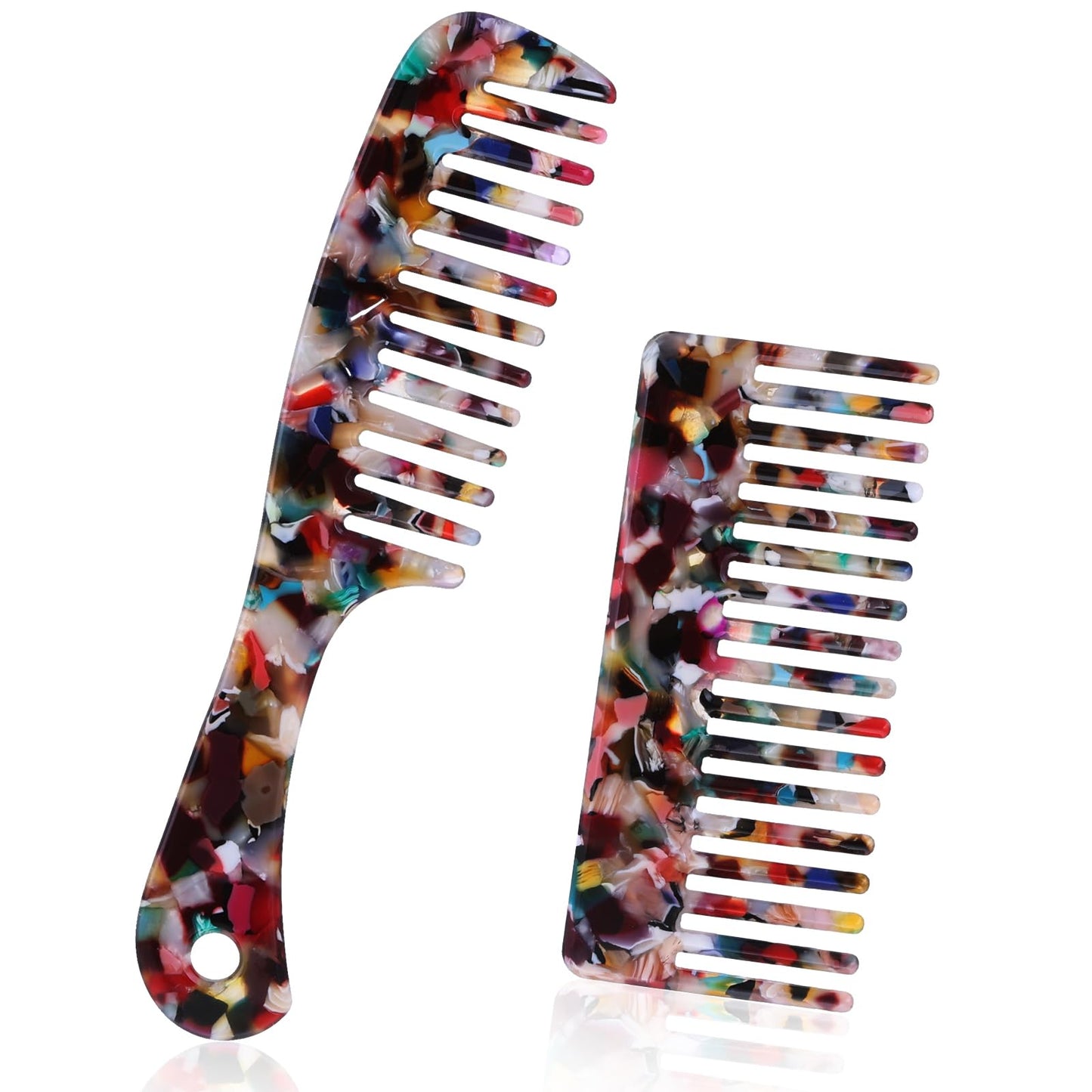 Ouligay 2Pcs Wide Tooth Comb Curl Comb Shower Comb For Curly Hair Comb Cellulose Acetate Hair Detangling Comb for Long Thick Curl Wavy Wet Hair