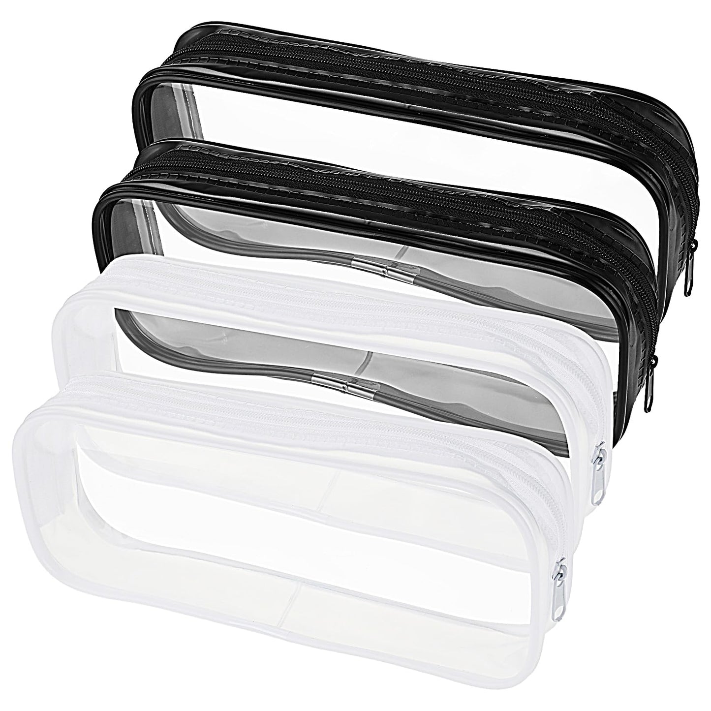 Clear Pencil Case,Mabor 4 Pcs PVC Zipper Pen Pencil Case,Waterproof Toiletry Travel Bag Clear Pencil Case for Exams Clear Pouches,Clear Organizer Bags Clear Make up Bag Travel Home Office