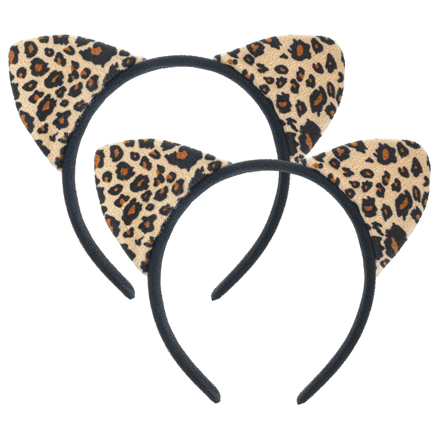 2 PCS Cheetah Ears Leopard Ears Headband Cheetah Costume Accessories Soft Furry Cat Ear for Women Halloween Cosplay Leopard Costume Hair Accessories for Women Christmas Party Cosplay Daily Use(Black)