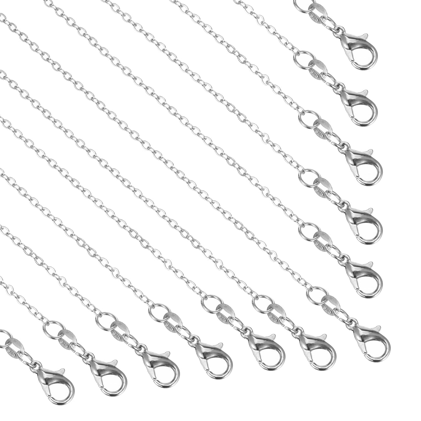 Bremorou 18 Inch Silver Chain For Jewelry Making 12 Pack Iron Diy Chain Necklaces Stainless Steel Link Cable Chain Necklace With Lobster Clasps For Diy Jewelry Making Supplies