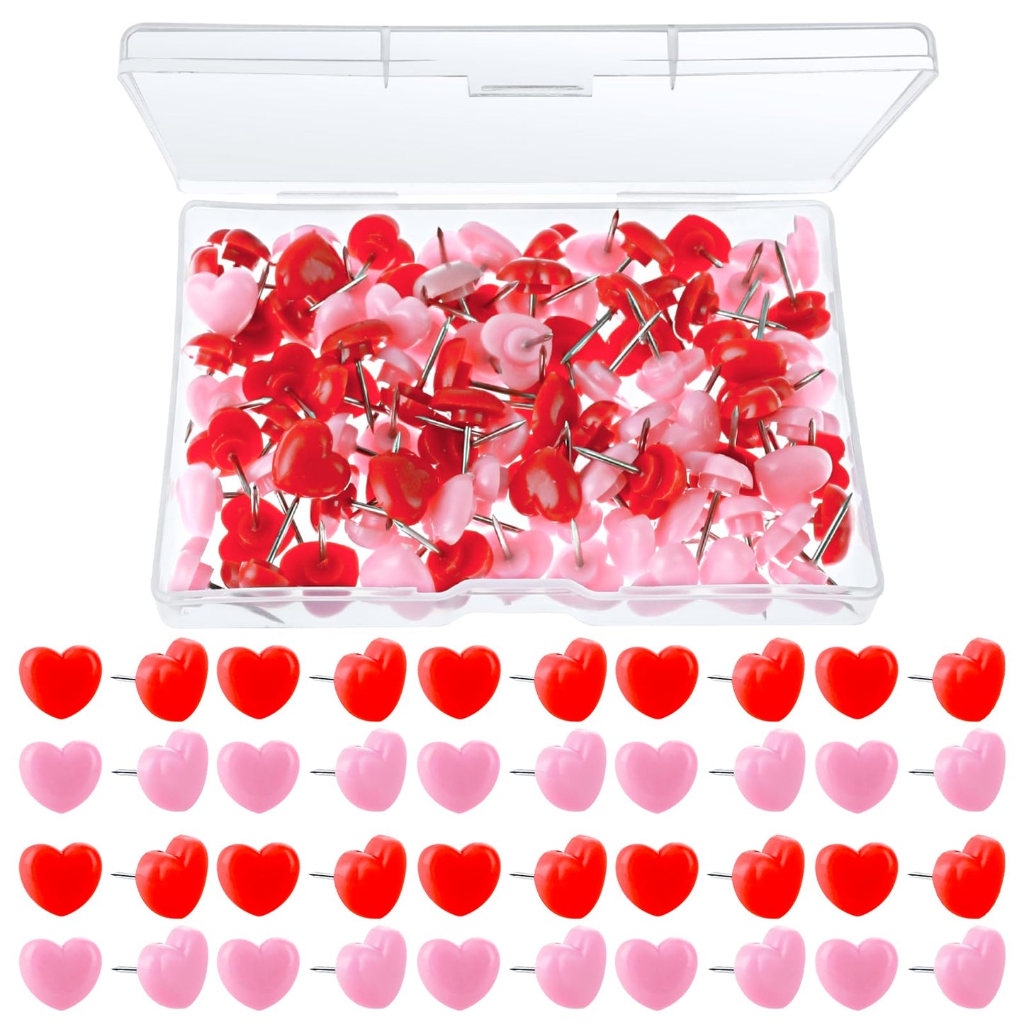100 Pcs Heart Push Pins For Photo Board Red Pink Thumb Tacks Pin Board Pins Cute Decorative Pushpins Flat Head Thumb Tacks Notice Board Pins For Bulletin Board Posters Postcards Maps Home School