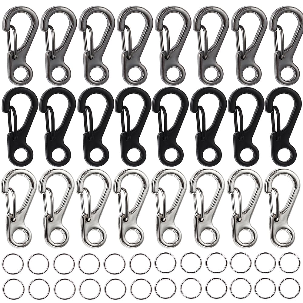 Ouligay 48Pcs Mini Carabiner Clip Key Carabiner Aluminum Keyring Clips Snap Hooks for Backpack Travel Camping Hiking Outdoor Edc Tactical Survival Gear