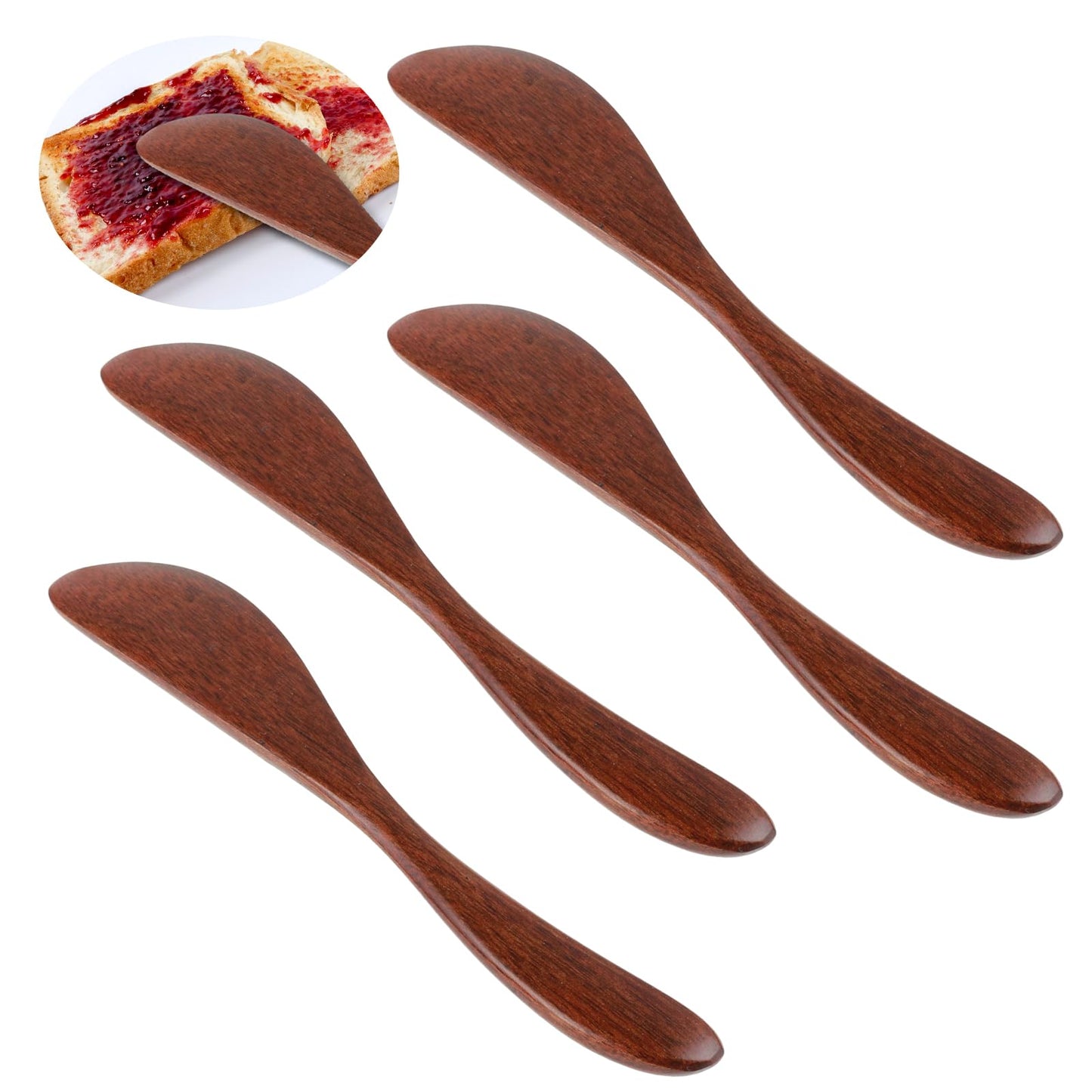 Mabor 4Pcs Wooden Butter Spreader, 6 Inch Butter Knife Spreader Jam Spreader Knives Jelly Cheese Spreaders Reddish Brown Condiment Knives Sandwich Spreaders for Kitchen