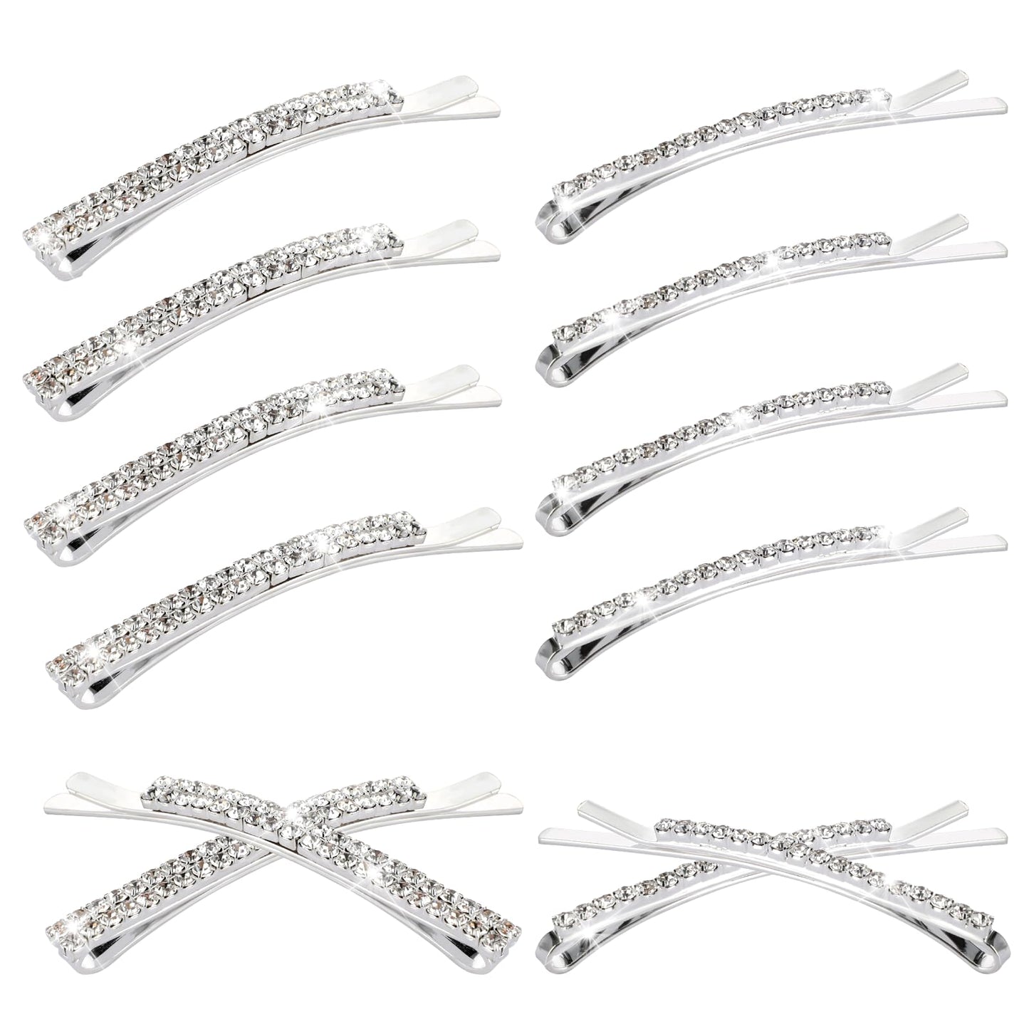12 Pcs Rhinestone Bobby Pins 2 Styles Crystal Hair Clips Silver Metal Hair Clips Sparkly Hair Clips Shiny Metal Barrettes Headgear Hair Slides For Women Diamond Hair Clips For Lady Women Girls
