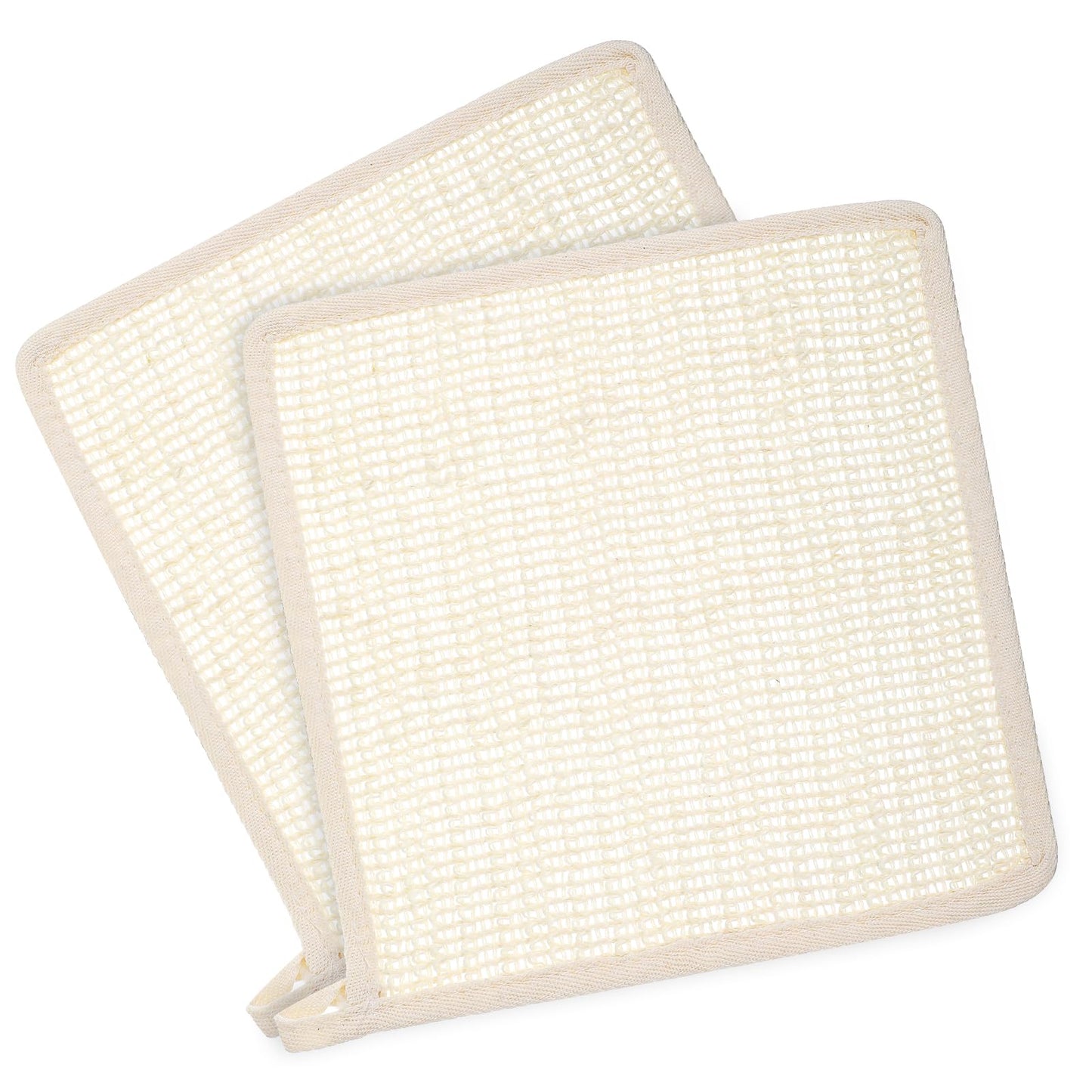 Chsoejuf 2 Pack 9.5x9.5” Cotton Linen Exfoliating Washcloth Bath Wash Cloth