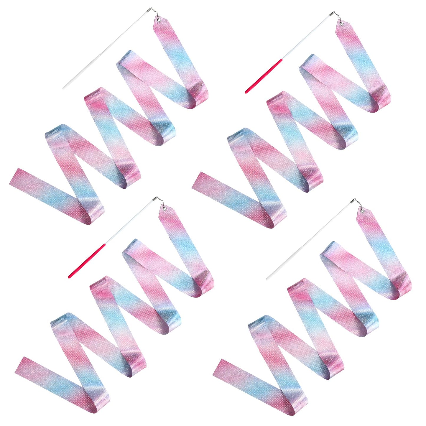 Xinjoduz 4 PCS Gymnastics Ribbon 78.7" Ribbon Dancer Wand for Kids Sparkling Dance Ribbons Twirling Baton Long Ribbon dance streamers with Non-slip Handles for Artistic Dancing Training Party Favors
