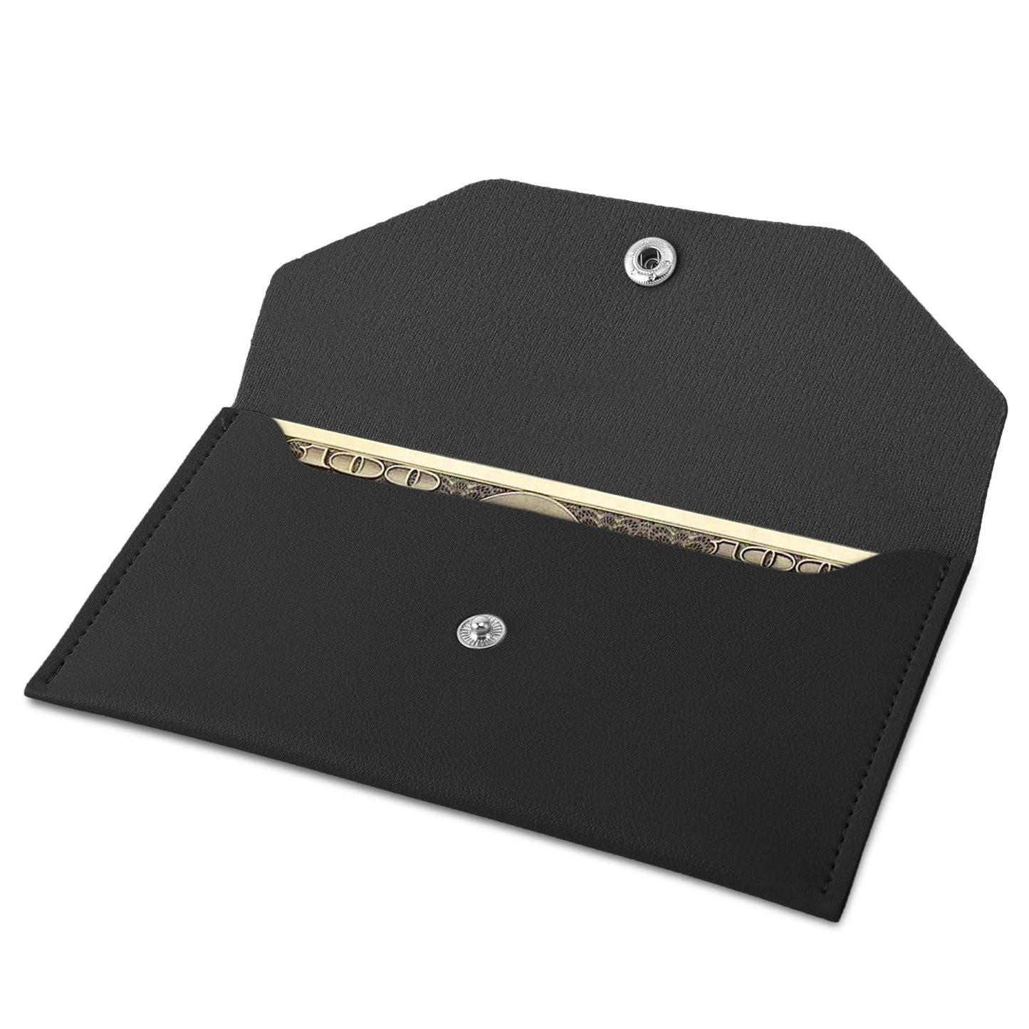 Money Wallets for Cash Gifts,Cash Envelope Wallet Genuine Leather Wallet Organizer Reusable Budget Envelope Wallet Retro Clutch Wallet for Men Women Cash Check Billing, Minimalist Design (Black)