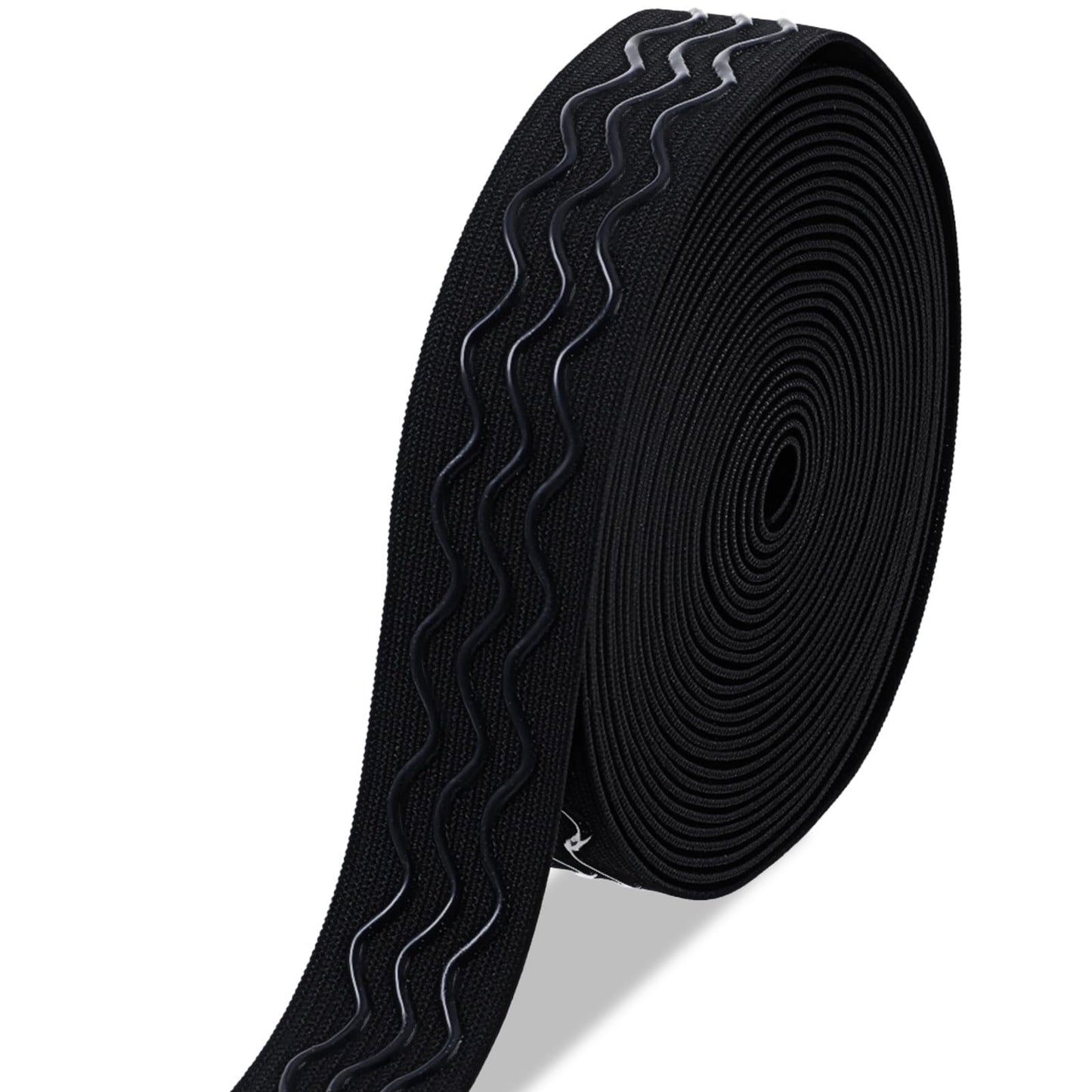 Silicone Gripper Tape for Clothing 5 Yards Elastic Band for Sewing Non-Slip Black Elastic Wide Tape Webbing Stretchy Strap Spool Roll Ribbon Flat Waistband for Garment Pants Sewing Project