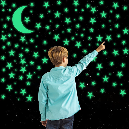 174PCS Glow in The Dark Stars, Wall Decals Decor Ceiling Stars Glow in The Dark Self-Adhesive Luminous Star Sticker Wall Stickers for Kids Bedding Room or Party Birthday Gift(173 Stars/1 Moon)
