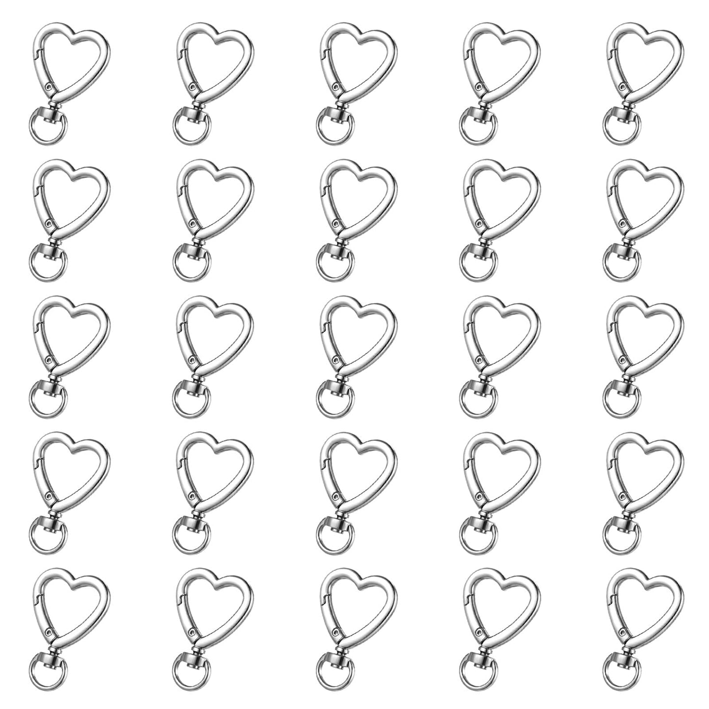 10 PCS Heart Carabiner Clips for Keys, Metal Heart Swivel Snap Key Chain Clip, DIY Creative Key Ring Spring Snap Hook Cute Keychain Hooks for Wristlets, Card Holders and Picture Keychains (Silver)