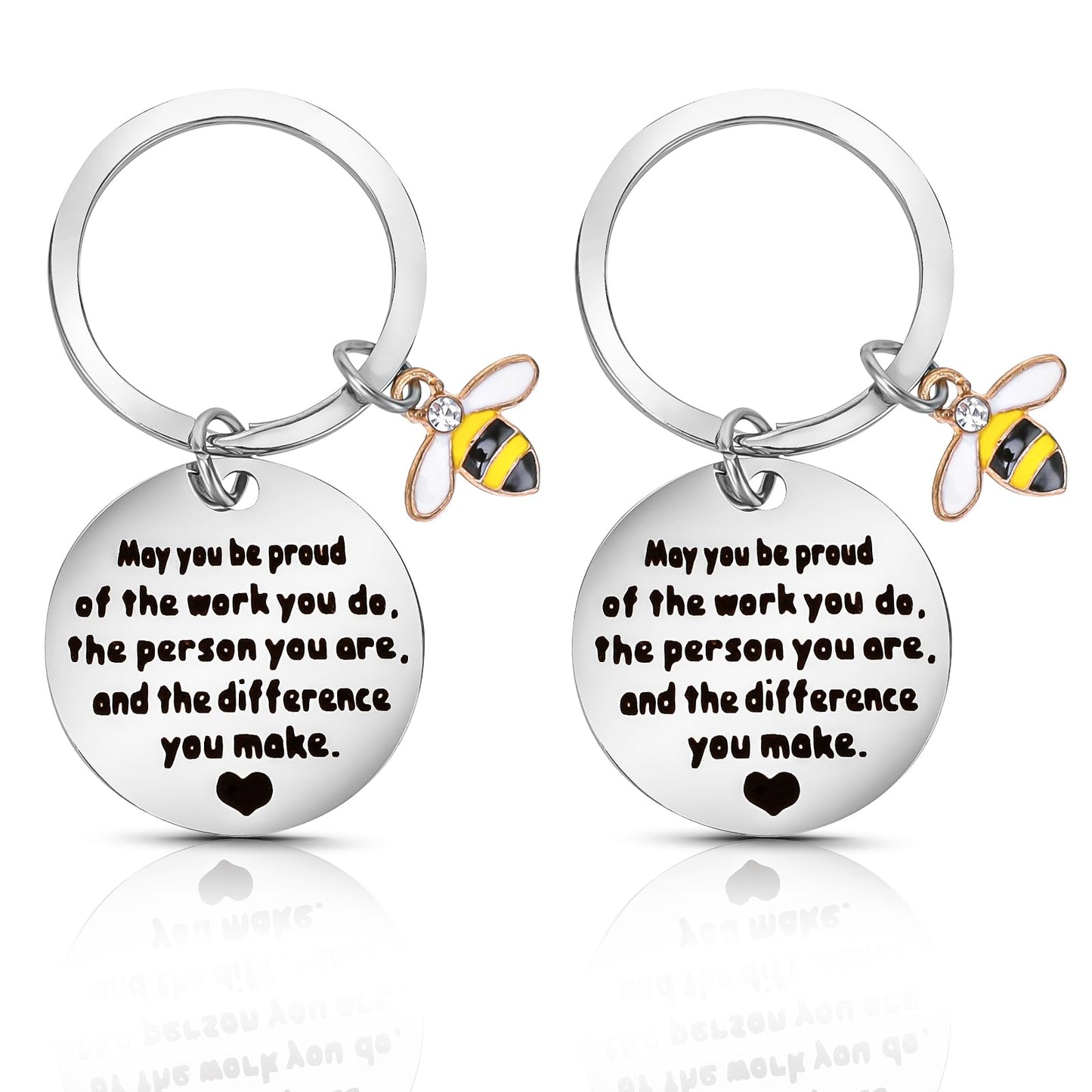 Ouligay Thank You Keyring, Silver Stainless Steel Keychain, Leaving Gifts for Colleagues, Teacher Appreciation Gift, Unisex Keyring Pendant, 2-Piece Set