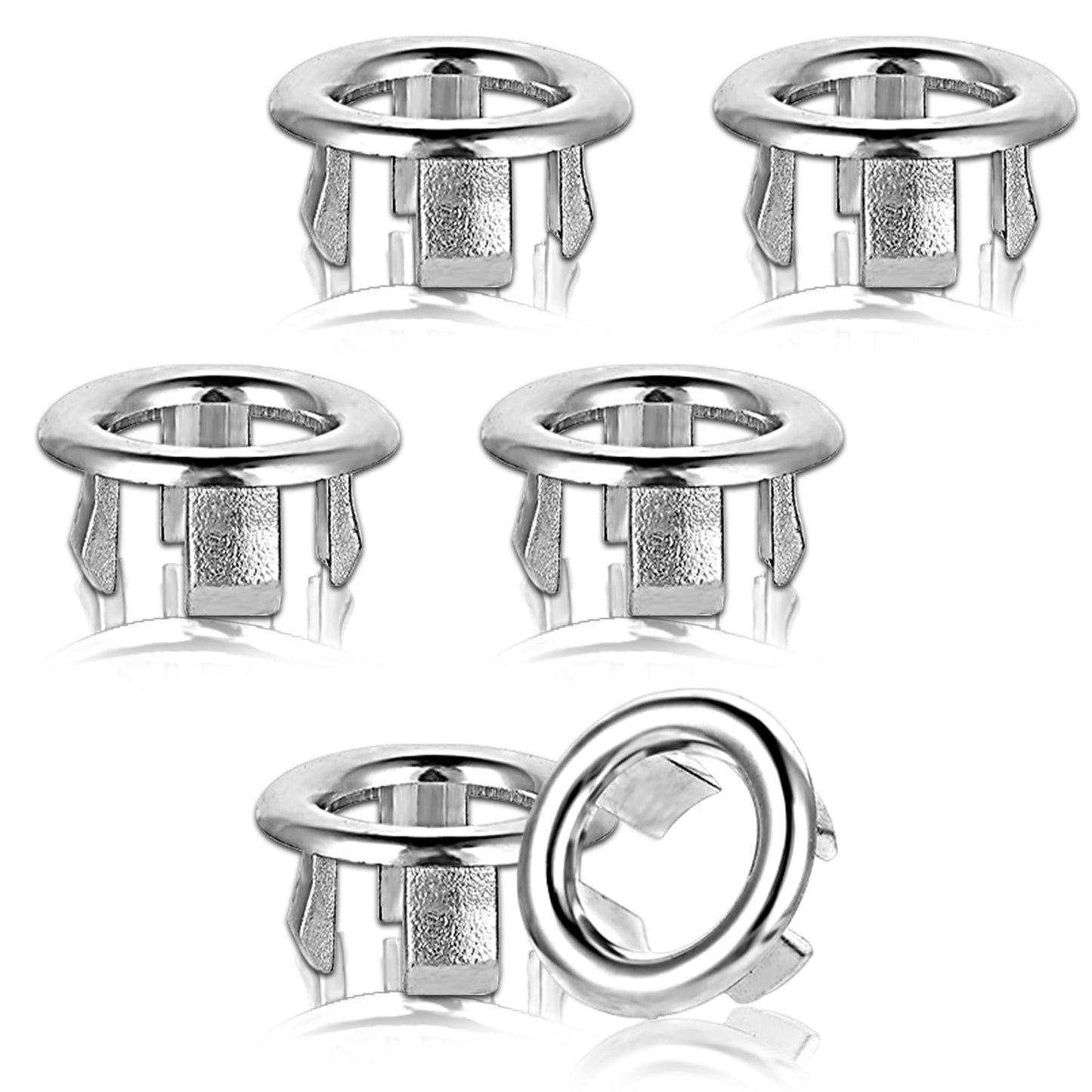 6 PCS Sink Overflow Ring, Bathroom Sink Hole Replacement Overflow Hole, Silver Round Basin Overflow Trim Overflow Trim Bath Overflow Drain Cover Bathroom Sink Stopper for Bathtub, Kitchen, Sink