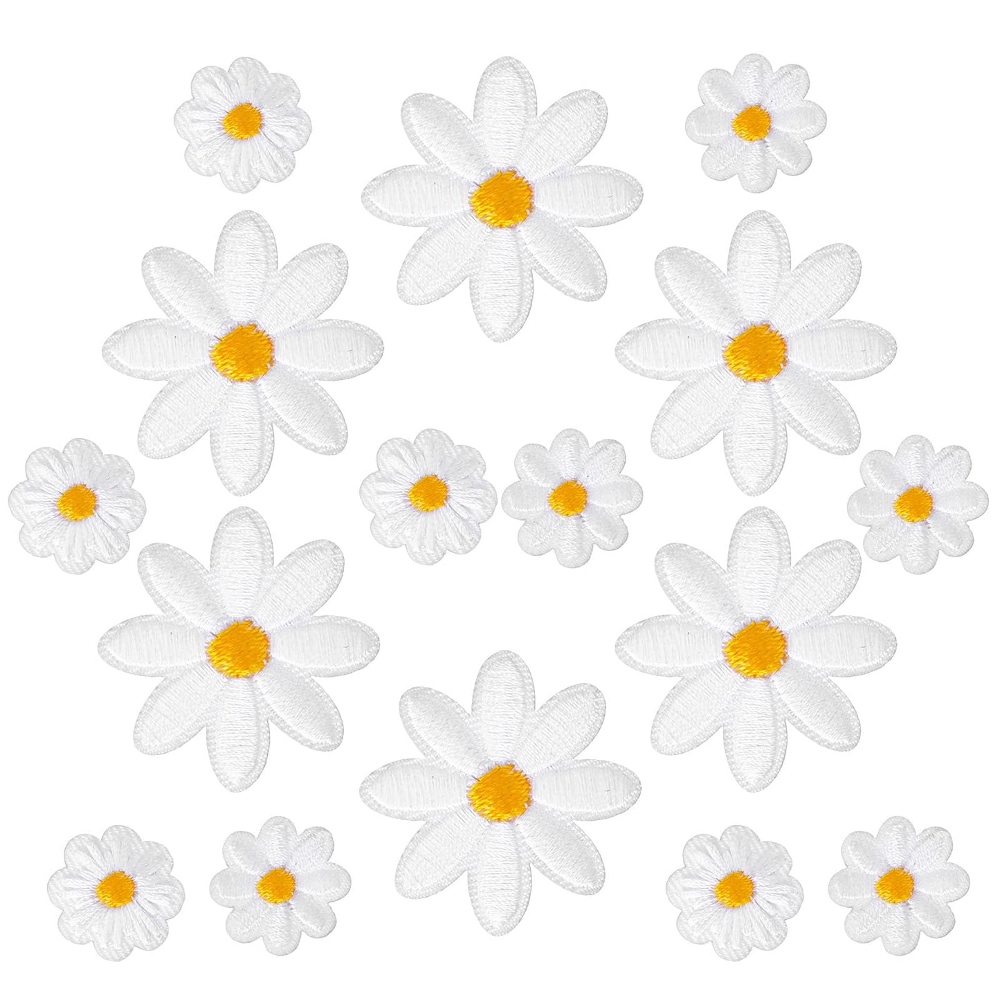 Nogeqi Pack of 30 Daisy Iron-On Patches, Children's Iron-On Patches, Adults Flowers Patches, Iron-On Patches, Daisy Iron-On Patches for Children, Dress, Jeans, Jackets, Backpacks