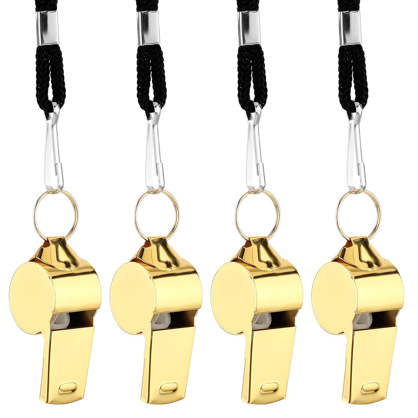 Teaaha Stainless Steel Whistle, 4 PCS Whistles with Lanyard, Super Loud Crisp Premium Metal Whistles for Referees, Coaches, Polices, Training, Outdoor Activities Emergency