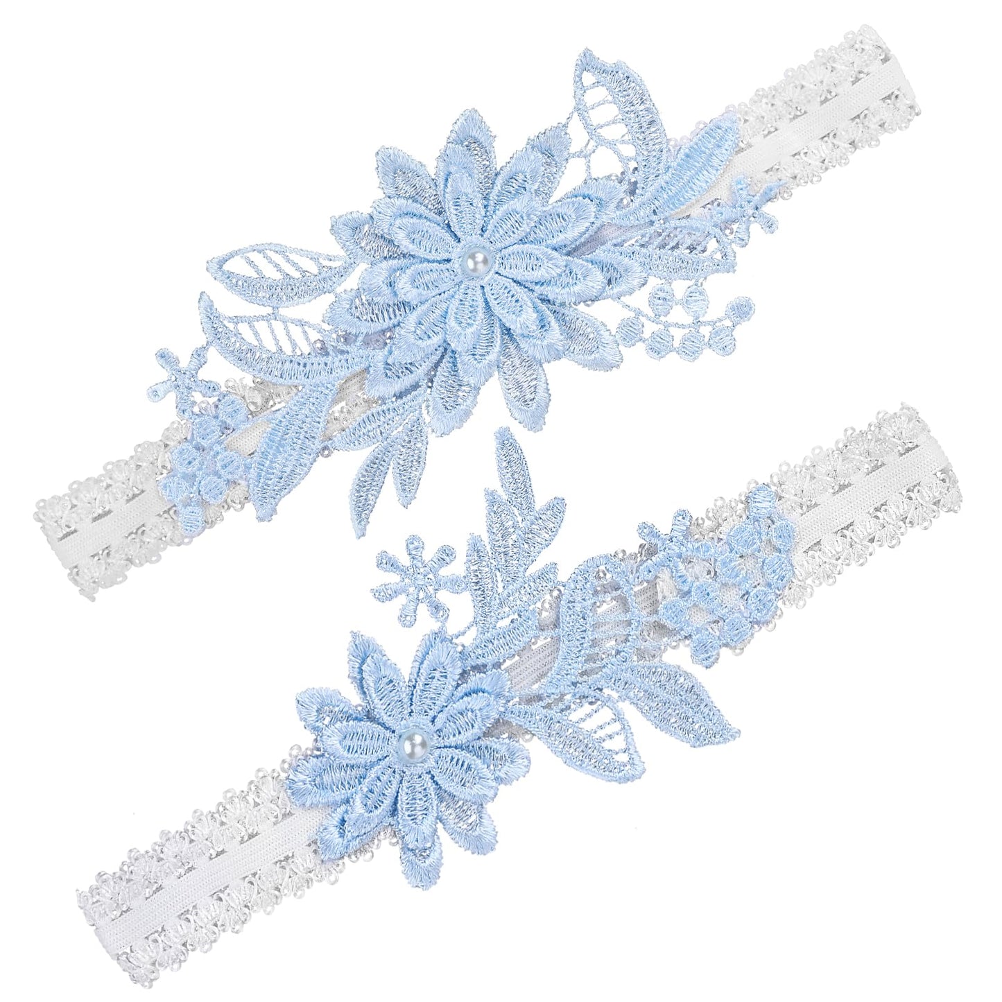 2 Pieces Blue Daisy Lace Garters for Brides Bridal Garter Set, Elastic Floral Wedding Garters for Women and Girls, Perfect for Brides and Bridesmaids