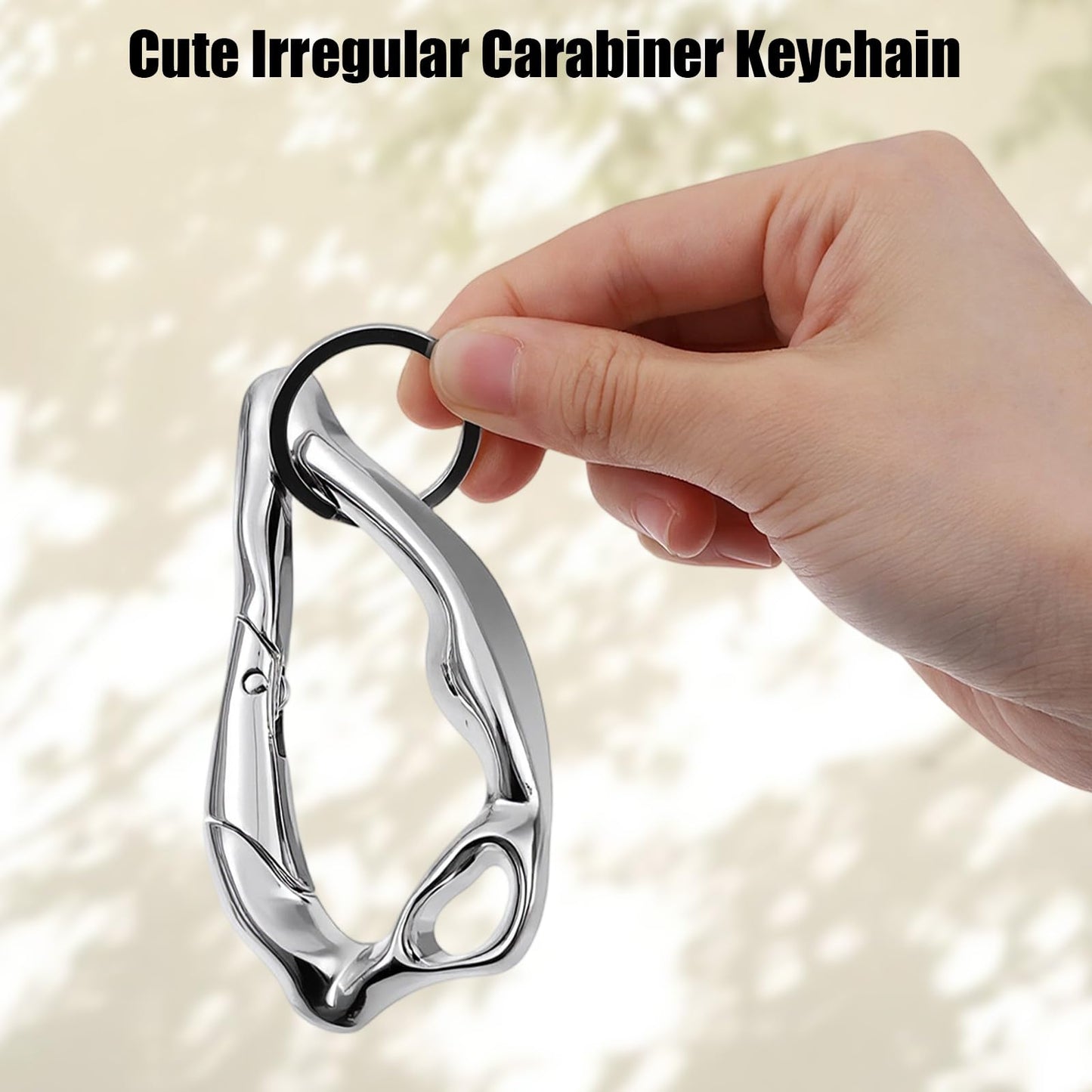 Cute Y2k Carabiner Keychain Clips Irregular Cool Multi Use Large Heavy Duty Carabiner Hook Key Ring Outdoor Accessories Buckle Extra Shiny Chrome Karibiner Silver Zinc Alloy for Backpacks Keys Hiking