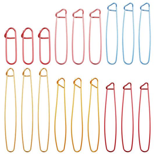 18 PCS Knitting Stitch Holders, 6 Sizes Yarn Stitch Holder Set, Knitting Cable Needle, Colorful Aluminum Crochet Stitch Holders Markers for Sewing Crocheting Supplies Tools Accessories