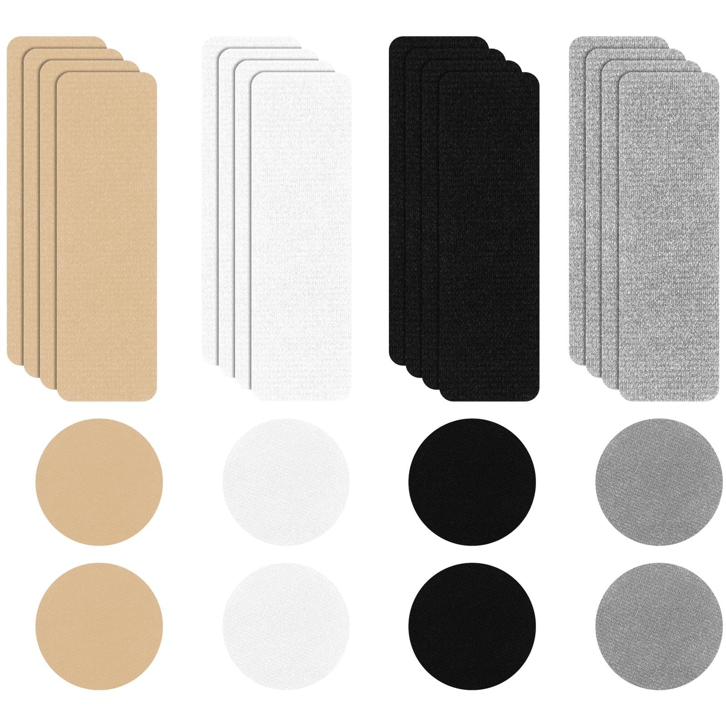 Bremorou 24 Pcs Shoe Patches For Holes Shoe Heel Repair Rectangular Round Form Patche Self-Adhesive Heel Hole Patch Kit Tennis Repair Patches For Sneakers Mesh Shoes And High Heels