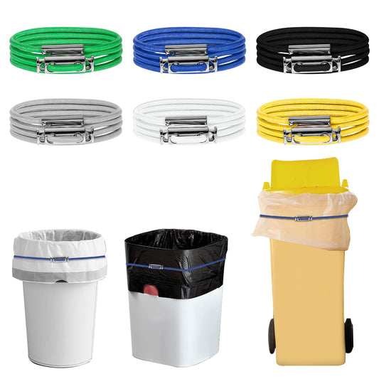 Xinjoduz 6 PCS Trash Can Bands, 27.5 Inches Adjustable Large Garbage Can Rubber Bands Durable Elastic Garbage Bag Straps Colorful Litter Box Bands for Home Office School Indoor and Outdoor(6 Colors)