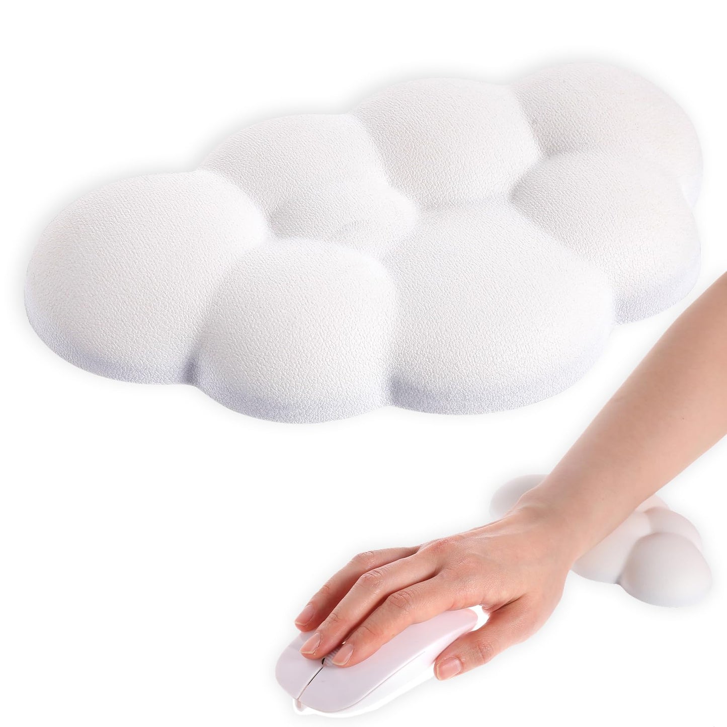 Nogeqi 1 Pcs Cloud Wrist Pad for Mouse, Cute Pu Leather Mouse Wrist Support, Soft Memory Foam Ergonomic Cloud Mouse Pad, Pain Relief Gaming Wrist Rest for School, Office, Home