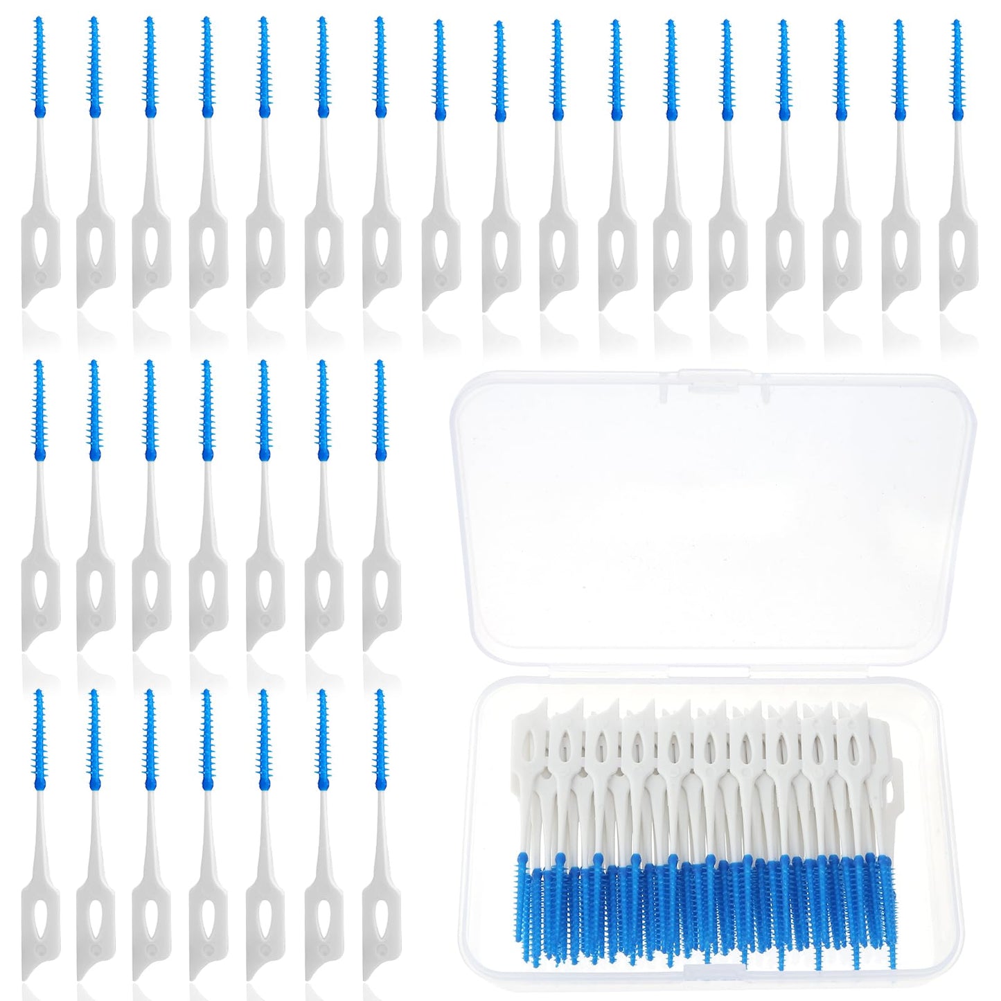 Ouligay 100Pcs Silicone Interdental Brush Tooth Floss Picks Dental Picks Dual-Use Interdental Sticks Dental Brushes Teeth Brush Picks for Braces Cleaning