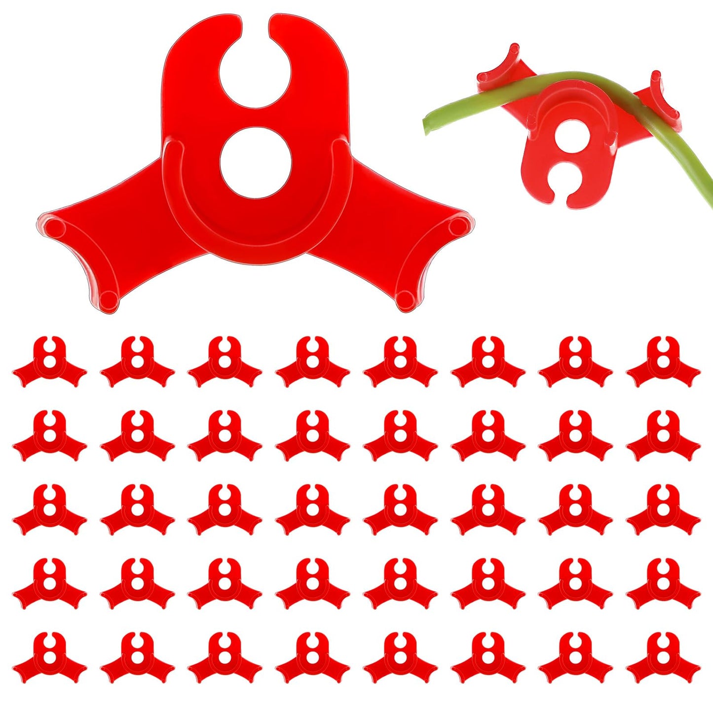 40 Pcs Lst Clips For Low Stress Training Plant Stem Support, Plant Support Clips Low Stress Training Plant Bender Trellis Clamps For Climbing Plants Plant Gardening Flower Vine(Circle Style,Red)