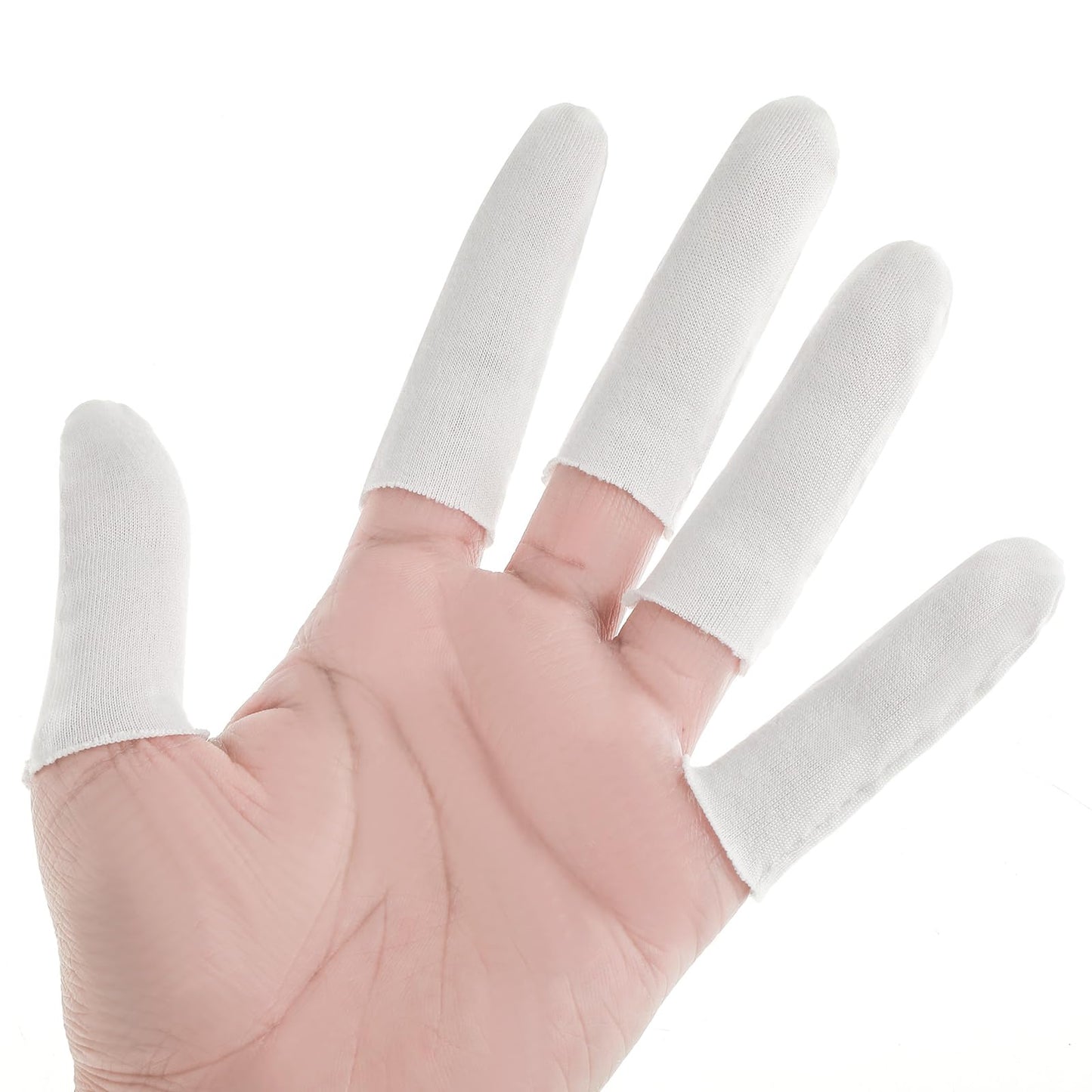 100 Pcs Cotton Finger Cots, Cloth Finger Cots Finger Toe Sleeves Fingertips Protective Cover Thumb Protector Finger Tips Reusable Absorb Sweat Protect Fingers Comfortable and Breathable (White)