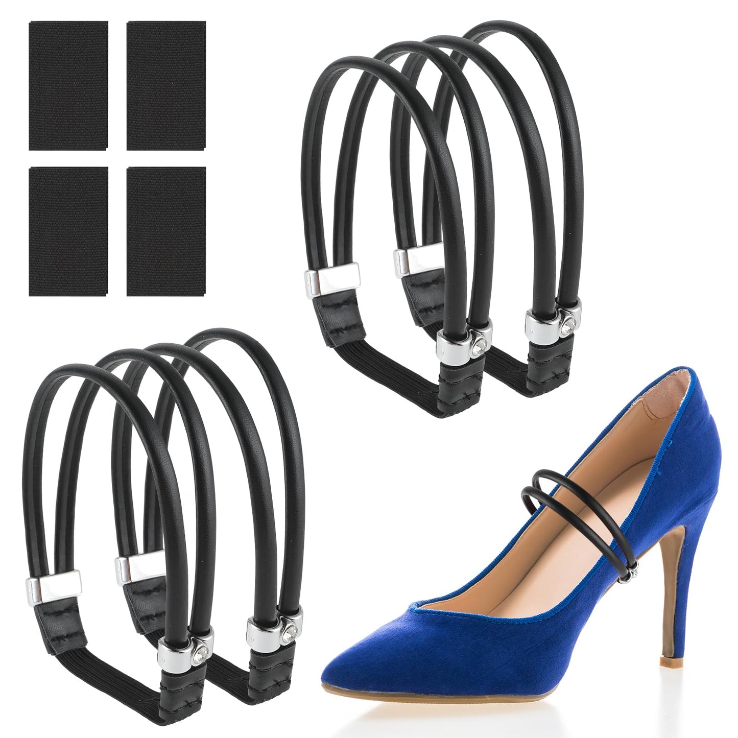 Xinjoduz 2 Pairs Shoe Straps Shoe Straps for Loose Shoes Detachable Shoe Straps for Heels Replacement Ankle Straps for Heels Elastic High Heels Shoe Straps Dual Purpose Shoe Belt Band for Women Girls