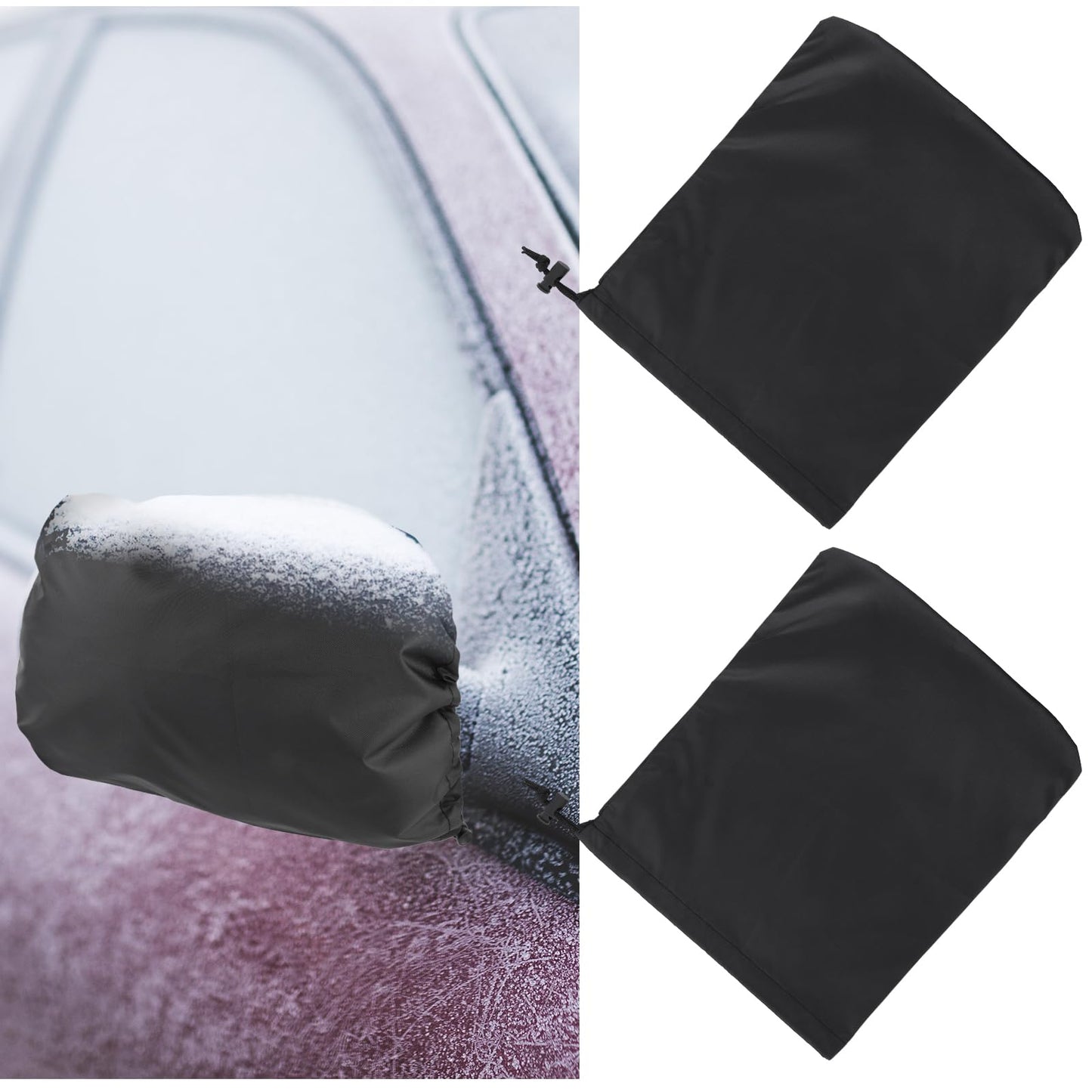 2 PCS Black Side Rearview Protection Cover Snow Ice Mirror Protective Equipment Side View Mirror Cover Winter Waterproof Car Side View Mirror Accessory for Universal Size Protection from Frost Snow