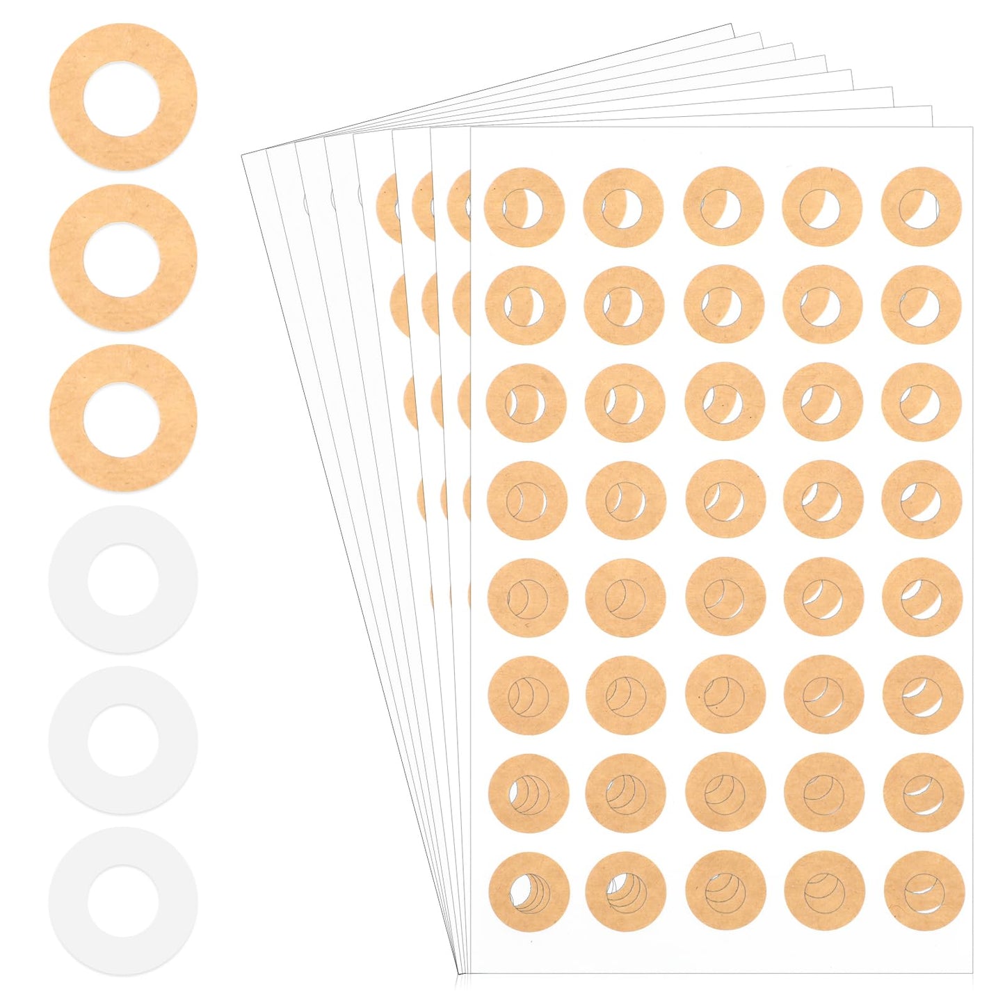 Nogeqi 800 Pcs Paper Hole Reinforcement, 1/4 Inch Paper Reinforcement Circles, Binder Hole Reinforcement Stickers, Reinforcement Labels, Hole Protectors for Paper (Kraft and Transparent Paper Set)