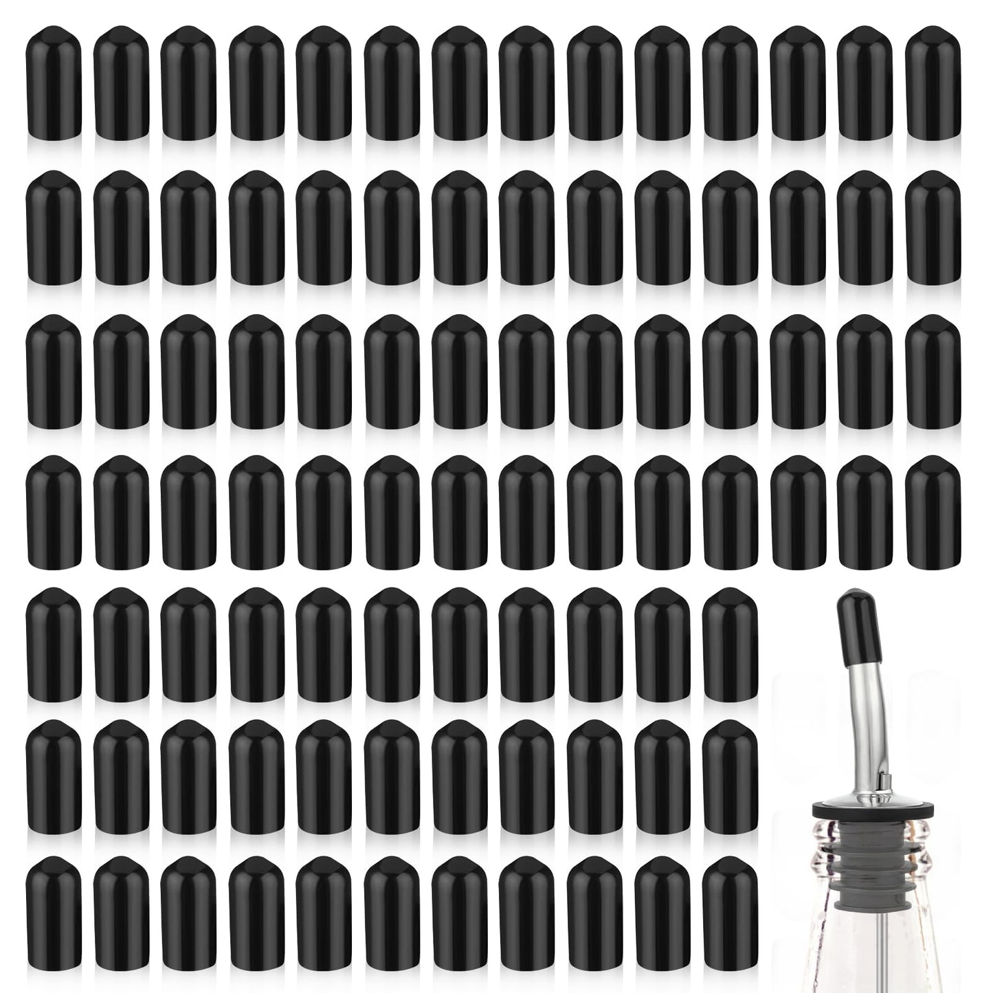 Nogeqi 100 Pcs Pour Spout Covers for Oil Bottle Spout, Liquor Bottle Pour Spout Covers for Pourer Olive Oil Dispenser Spout Dust Covers Rubber Caps (Not Include The Spout)