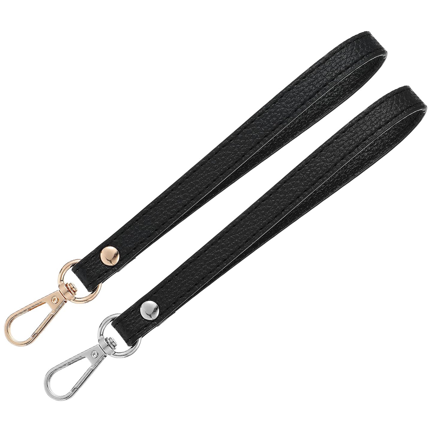 Xinjoduz 2 PCS Leather Wristlet Keychain Black Wristlet Strap Short Lanyard for Keys Keychain Hand Strap Leather Replacement Wrist Strap for Purse Women Men Purse Clutch Wallet Bag DIY (Black PU)