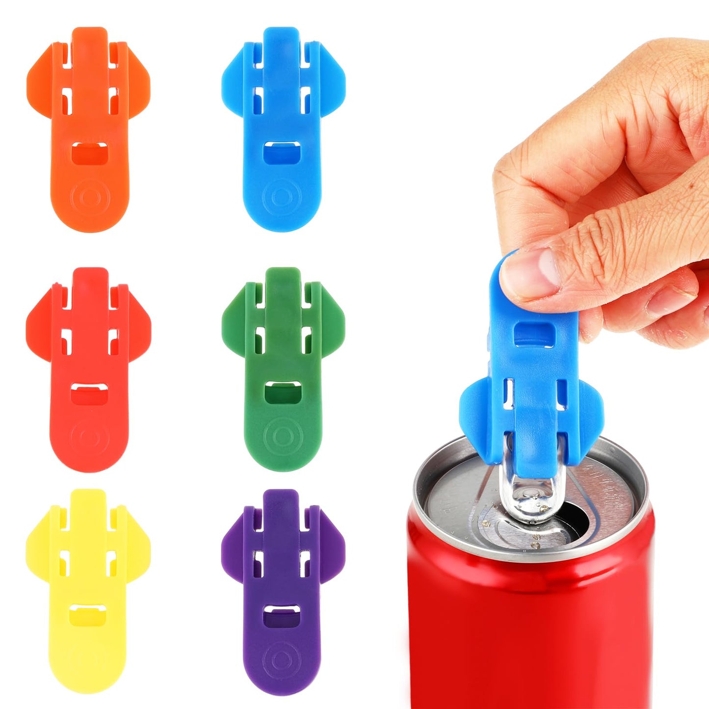 Mabor 6Pcs Easy Can Opener Ring Pull Can Opener Aid Soda Can Tab Opener Tool for Coke Beer Plastic Leakproof Pop Can Opener Beverage Barricade Soda Can Covers Protector