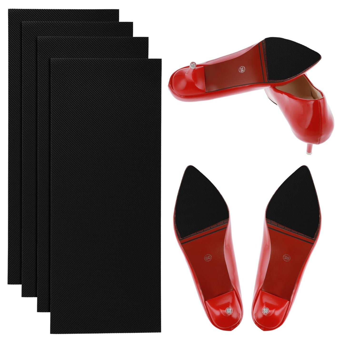Tyqour 4pcs Self Adhesive Shoe Bottom Protector, Non Slip Pads for Shoes, Bottom Shoe Protector, Sole Protector for Heels Leather Shoes On-Slip Shoes Cover Bottoms for Women(Black)