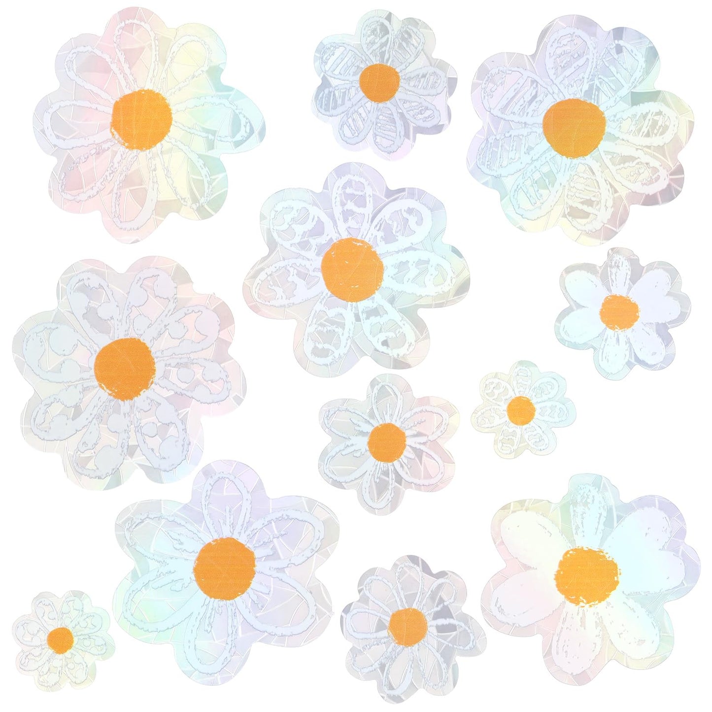 Chsoejuf 12PCS Spring Summer Daisy Window Clings Double-Side Flower Sticker