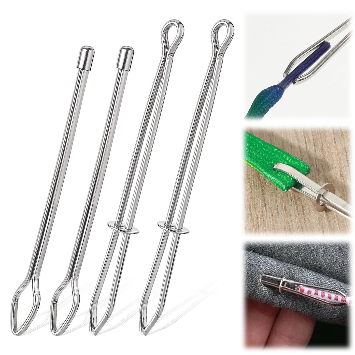 6 PCS DIY Rope Threader Clip, Sewing Clips Drawstring Threader Tool, Stainless Steel Clip Drawstring Threaders Tool Set for Easy Rope and Elastic Insertion in Hoodies, Pants