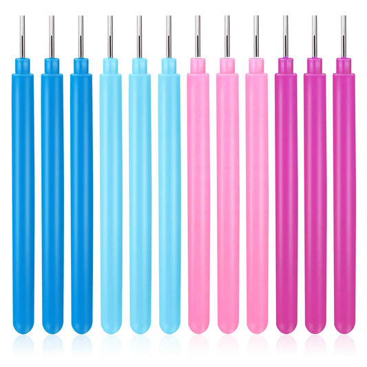 12 Pcs Quilling Tool, Paper Flower Rolling Tool Rolling Curling Quilling Needle Pen DIY Cardmaking Paper Quilling Pen for Art Craft DIY Paper Cardmaking Project(4 Colors)